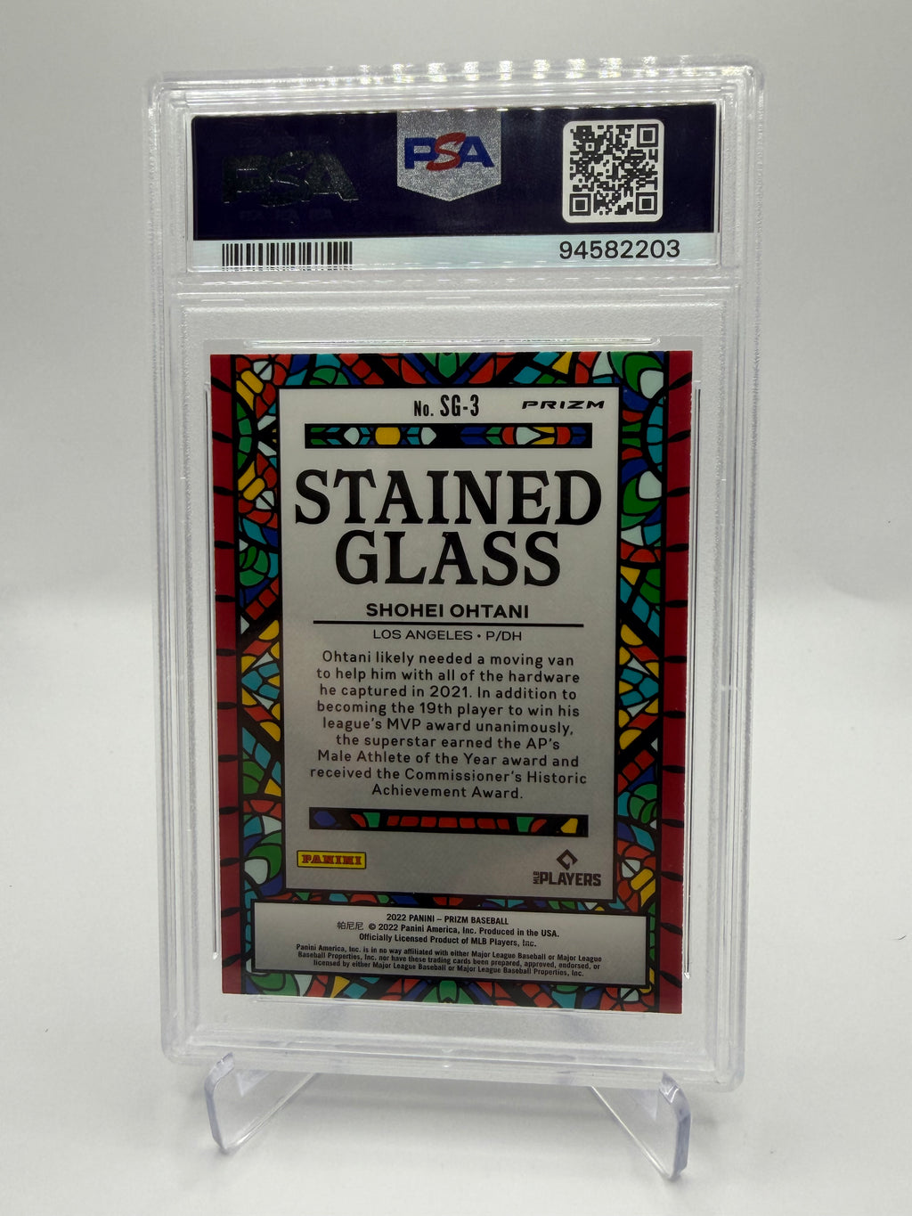 2022 Panini Prizm Baseball Shohei Ohtani Stained Glass Green Prizm #SG-3 PSA 10
