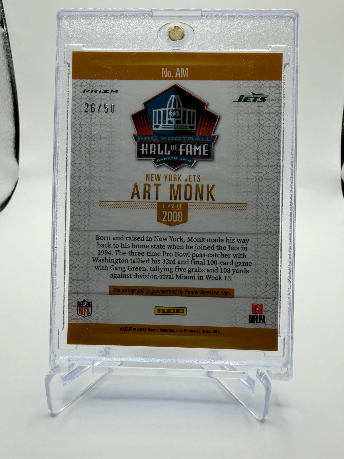 2023 Panini Prizm Art Monk Pro Football Hall of Fame Autographs Prizm #AM Auto /50