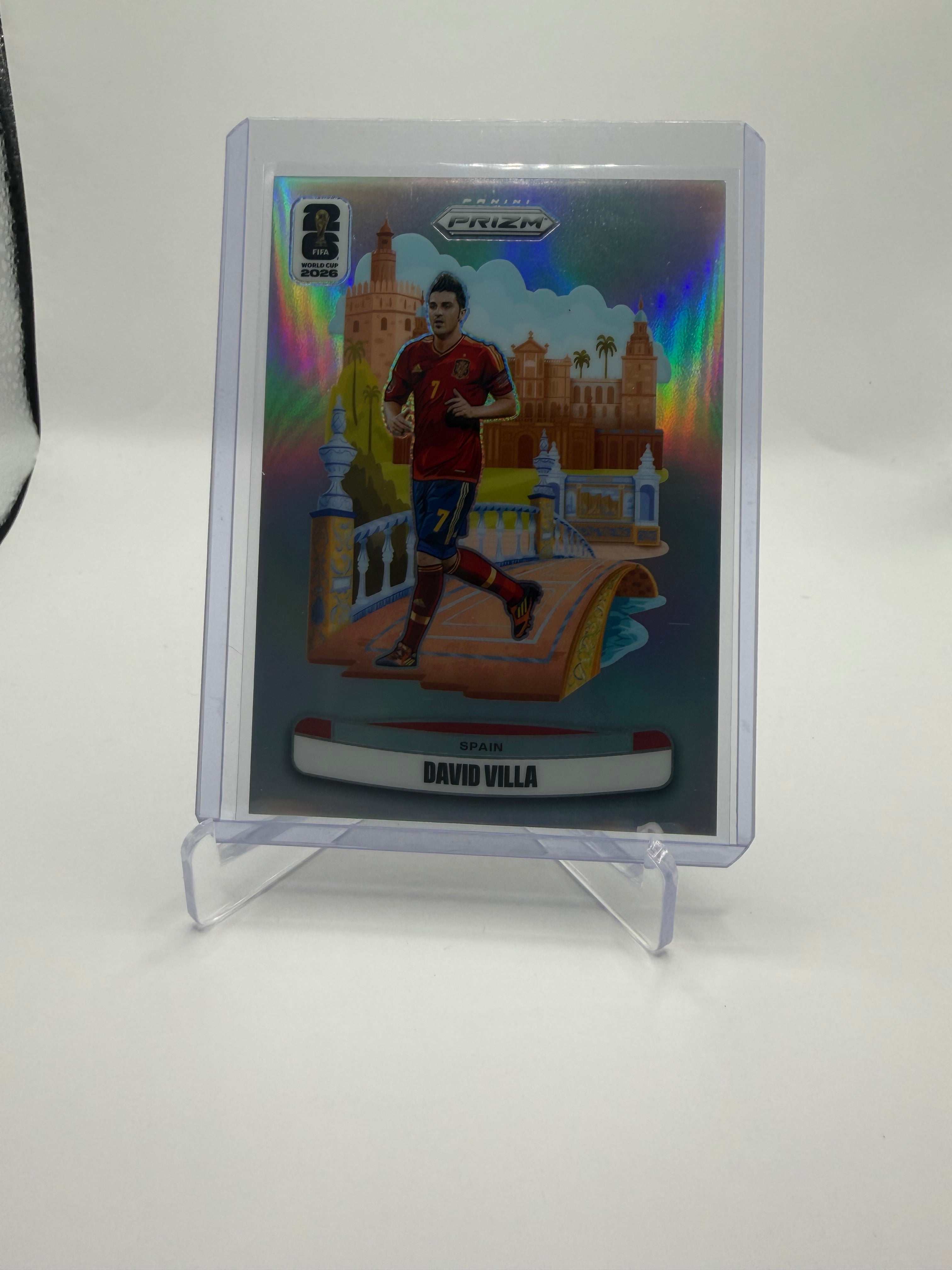 2026 Panini Prizm FIFA World Cup Soccer National Landmarks Silver Prizm David Villa #27