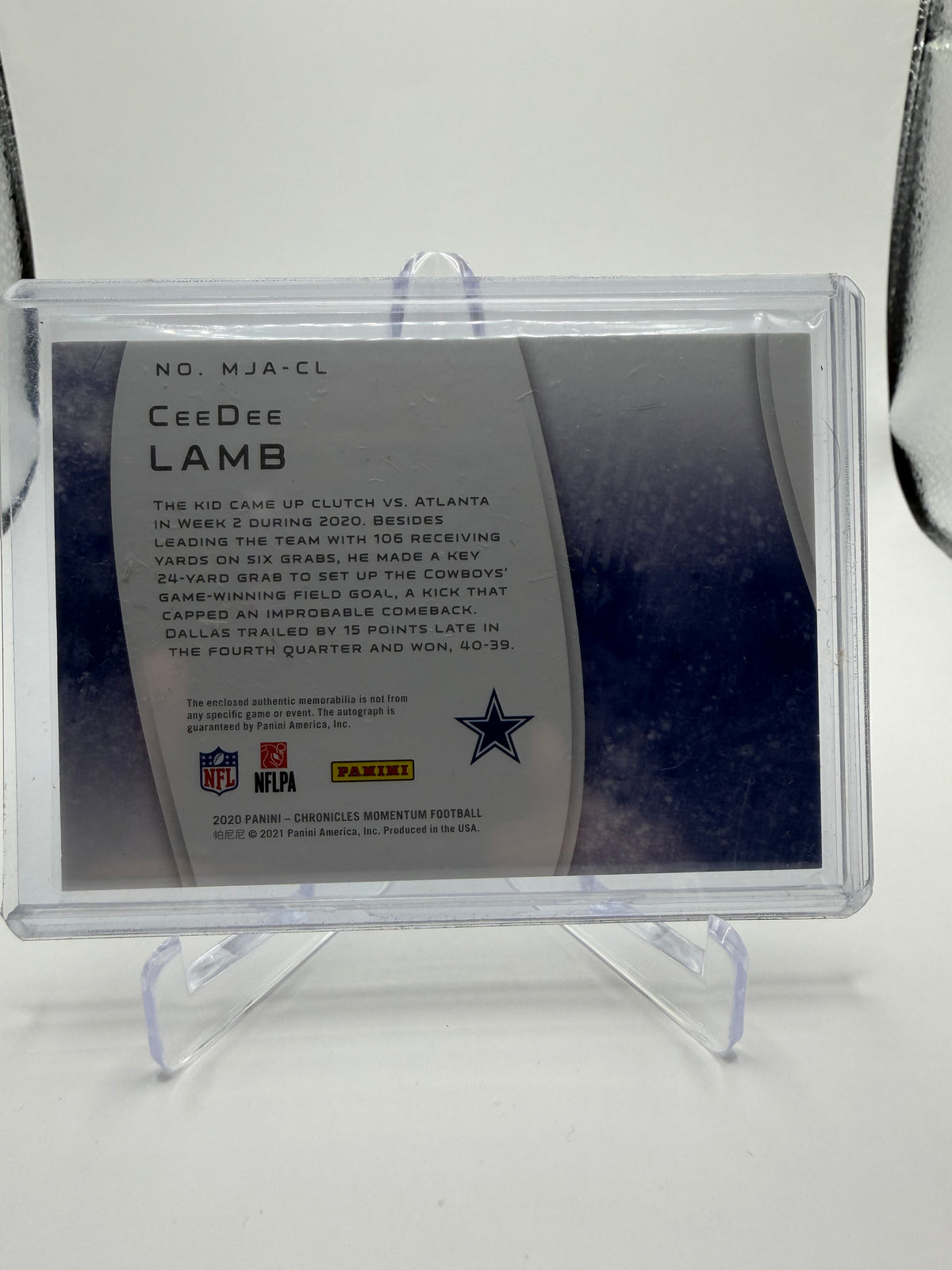 2020 Panini Chronicles Momentum Football CeeDee Lamb RPA #MJA-CL /99