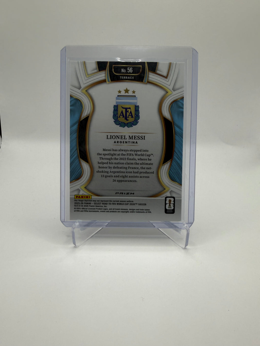 2025-26 Panini Select Road to FIFA World Cup 2026 Soccer Lionel Messi Terrace Silver Prizm #56