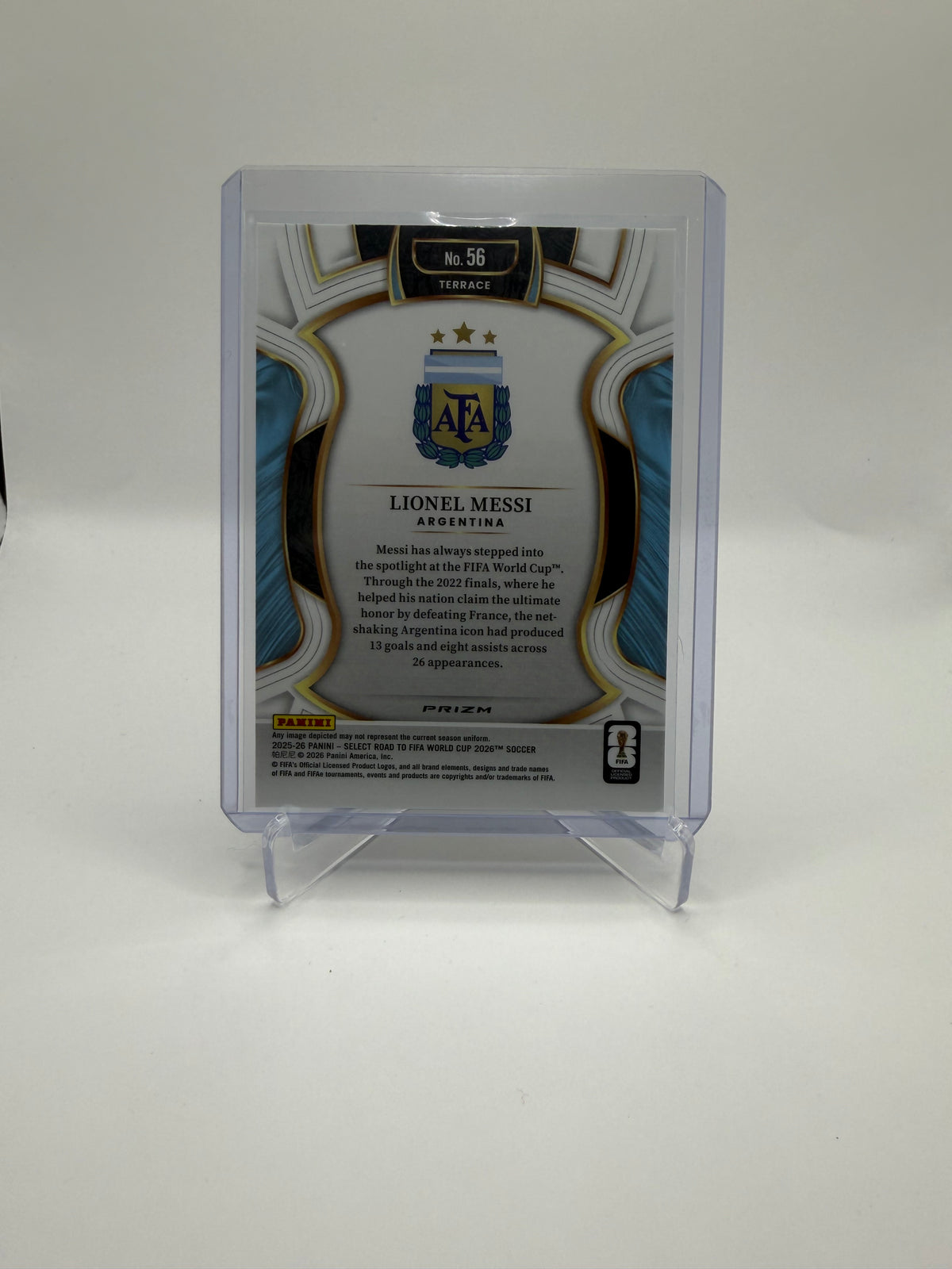 2025-26 Panini Select Road to FIFA World Cup 2026 Soccer Lionel Messi Terrace Silver Prizm #56