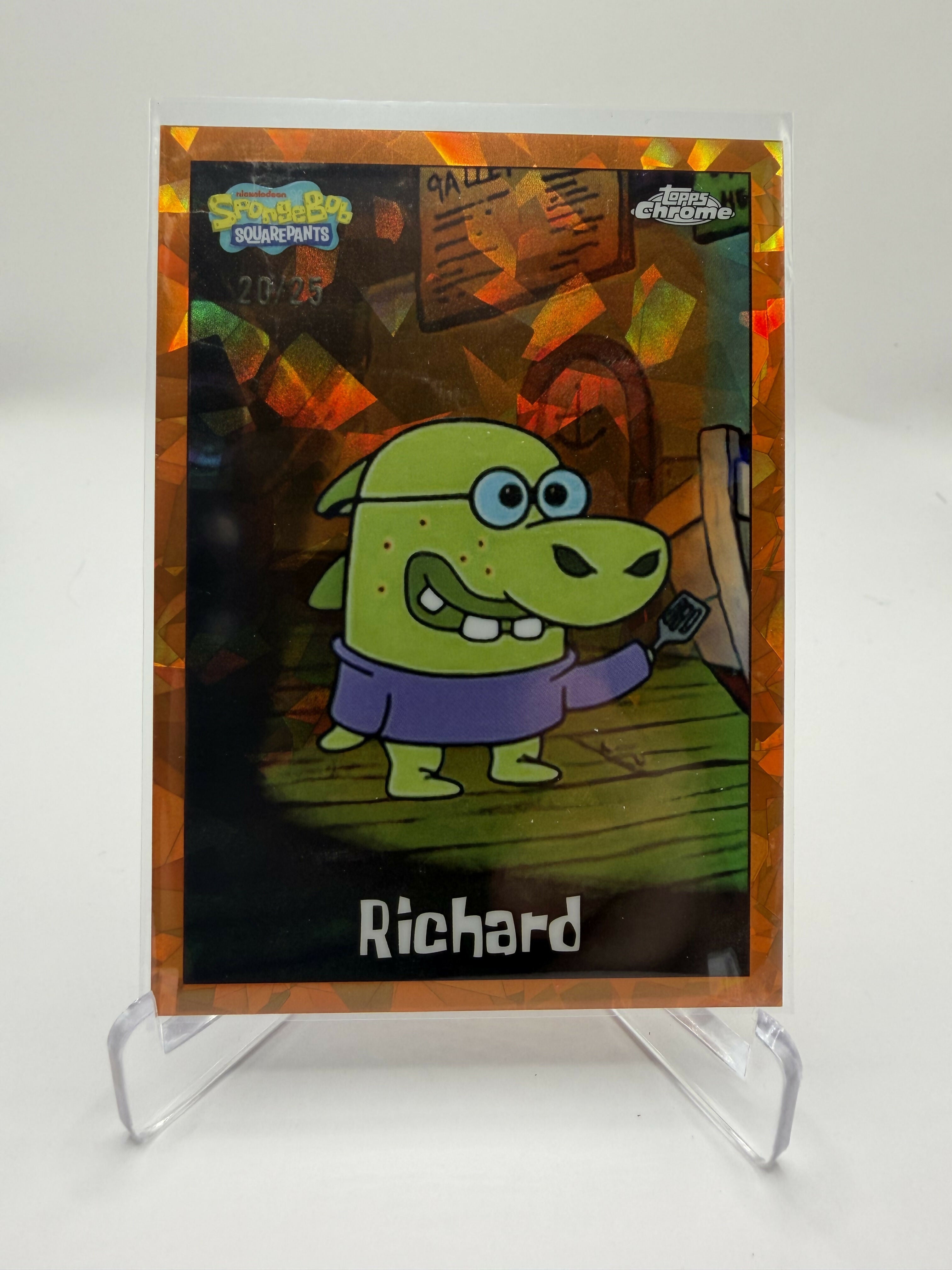 2025 Topps Chrome SpongeBob Sapphire Richard Orange /25