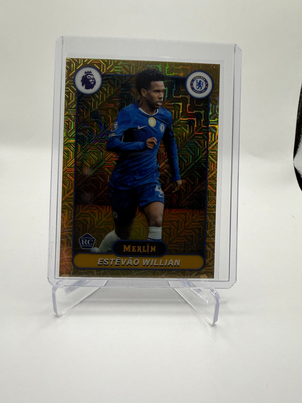 2025-26 Topps Merlin Premier League Estêvão Willian Gold Mojo Refractor Rookie #63 /50