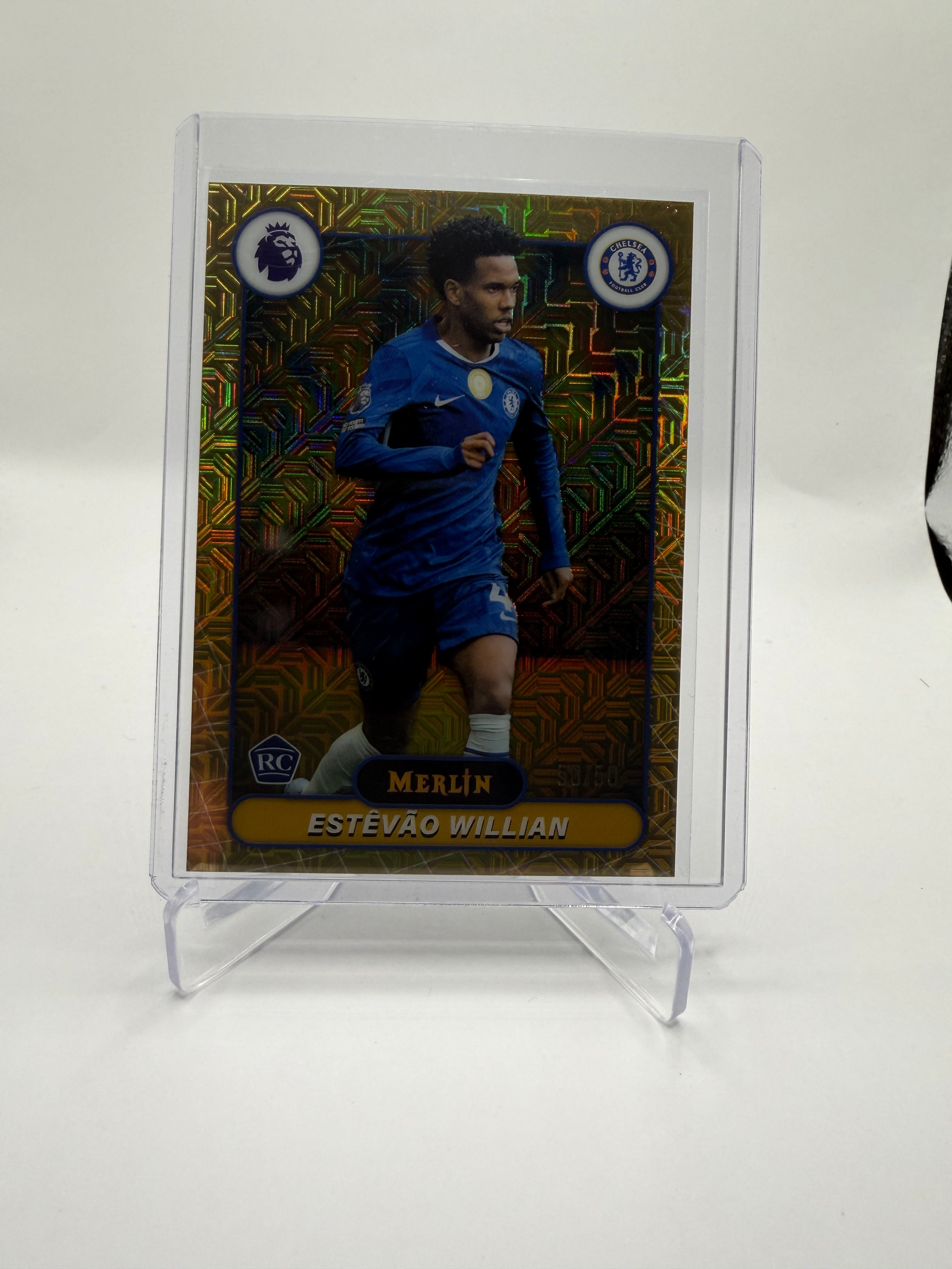 2025-26 Topps Merlin Premier League Estêvão Willian Gold Mojo Refractor Rookie #63 /50