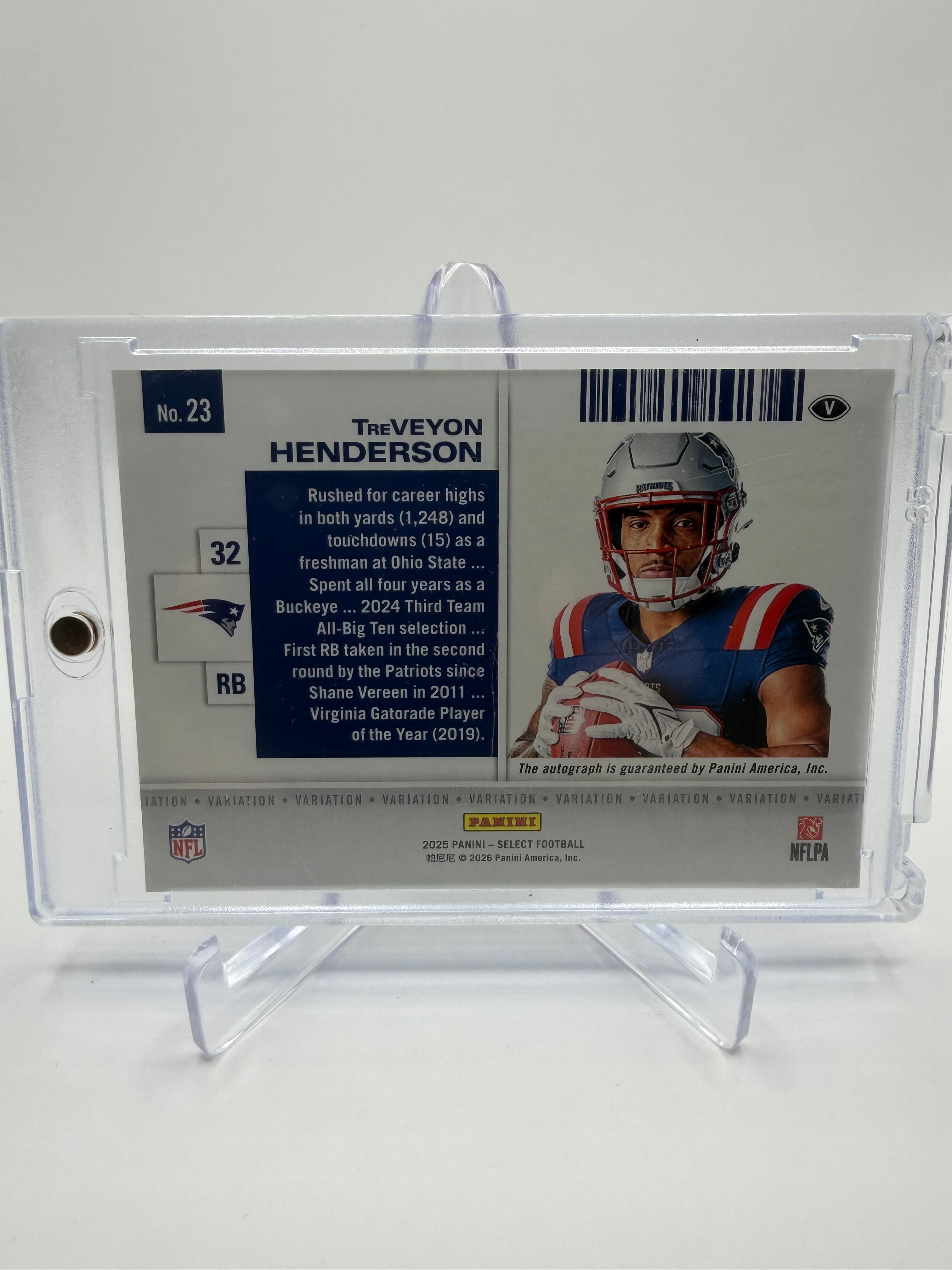 2025 Panini Select Football Rookie Ticket Autographs Variation TreVeyon Henderson #23