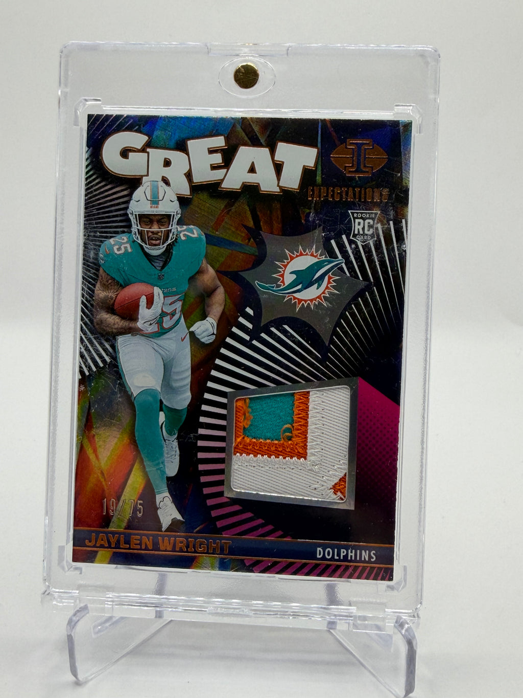 2024 Panini Illusions Football Great Expectations Rookie Patch Orange /75 Jaylen Wright
