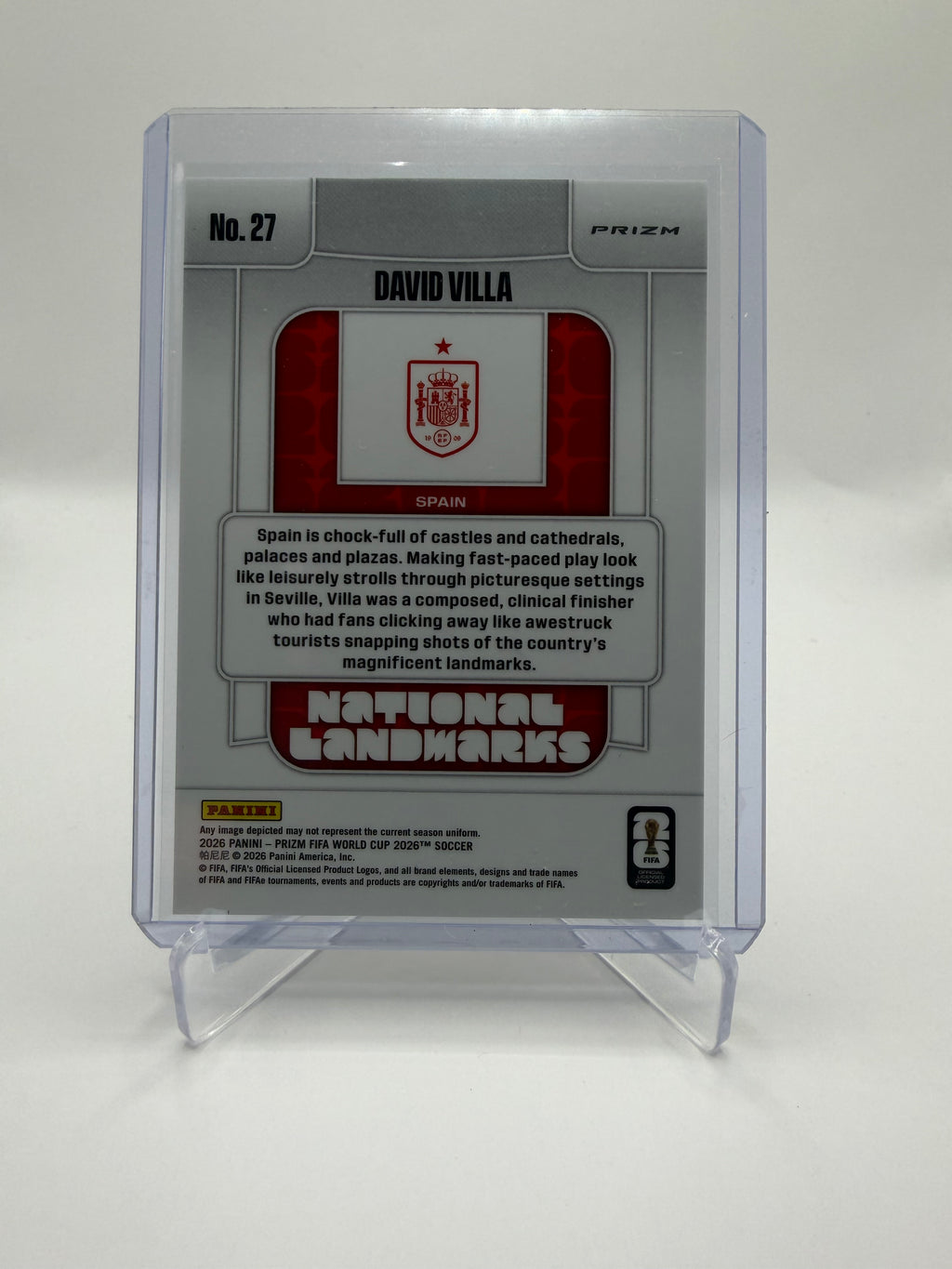 2026 Panini Prizm FIFA World Cup Soccer National Landmarks Silver Prizm David Villa #27