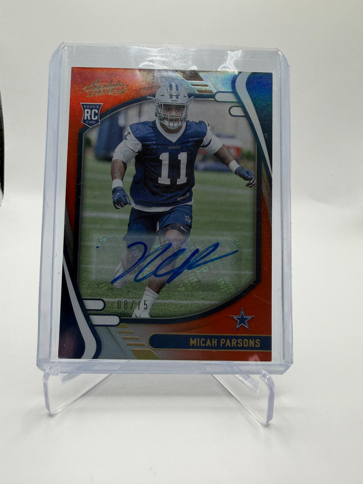 2021 Panini Absolute Football Micah Parsons Rookie Autographs Spectrum Orange #158 Auto RC /75