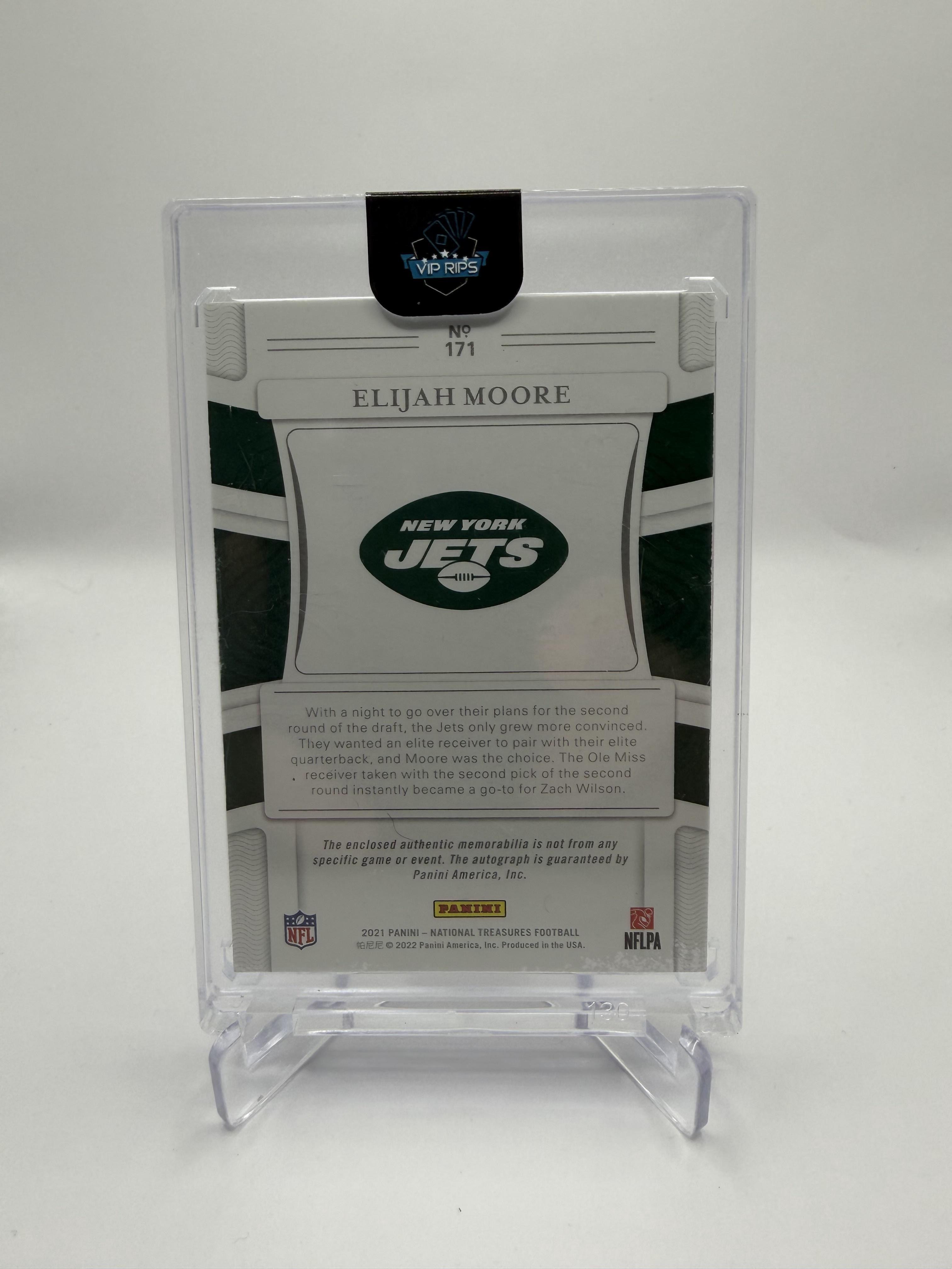 2021 Panini National Treasures Elijah Moore RPA Stars and Stripes Nike Logo /2
