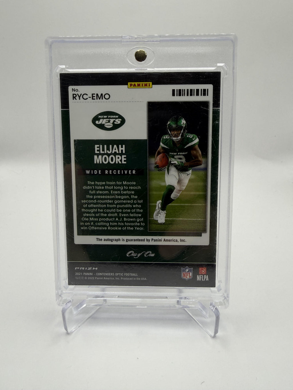2021 Panini Contenders Optic Elijah Moore Rookie of the Year Contenders 1/1