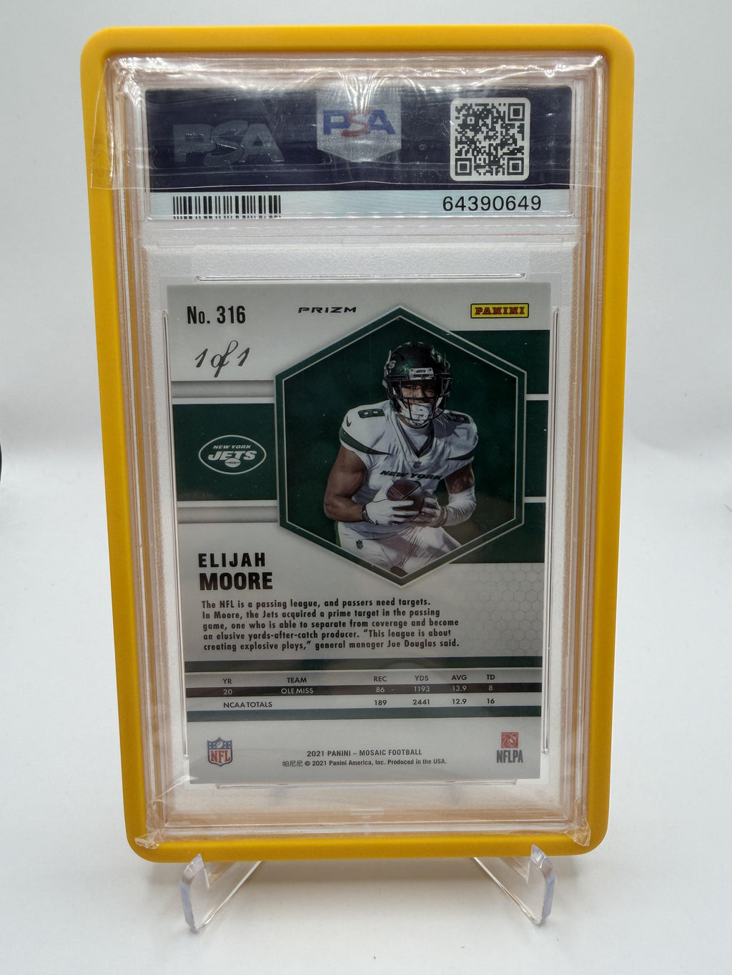 2021 Panini Mosaic #316 Elijah Moore Choice Prizm Nebula 1/1 PSA 10