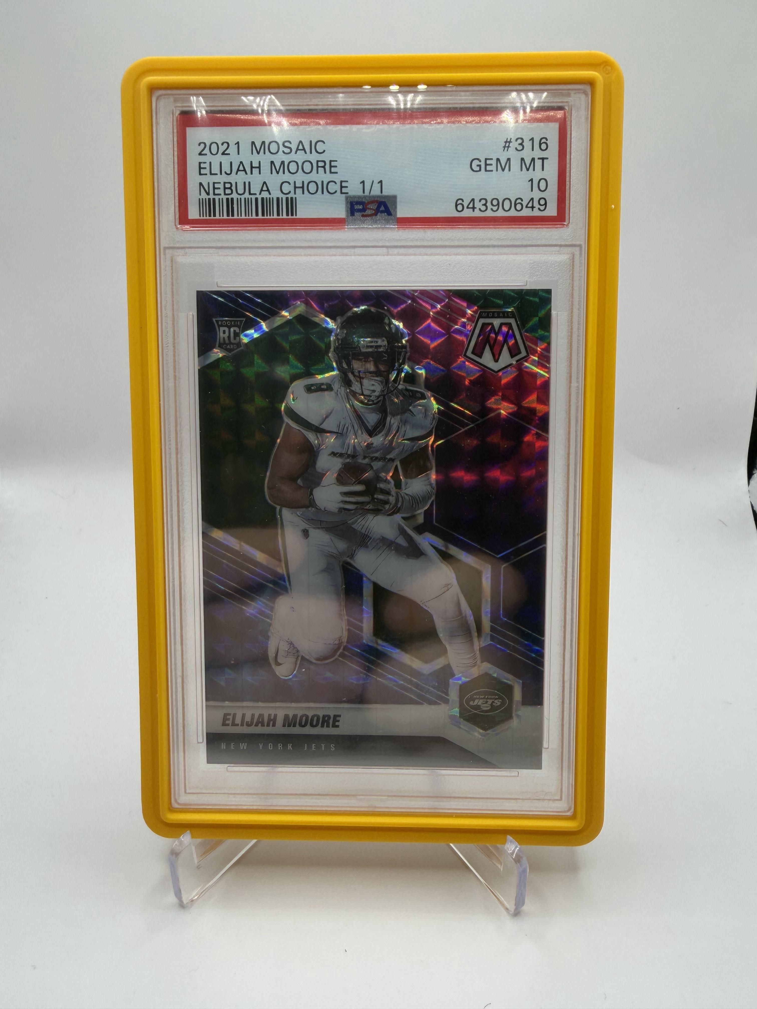 2021 Panini Mosaic #316 Elijah Moore Choice Prizm Nebula 1/1 PSA 10