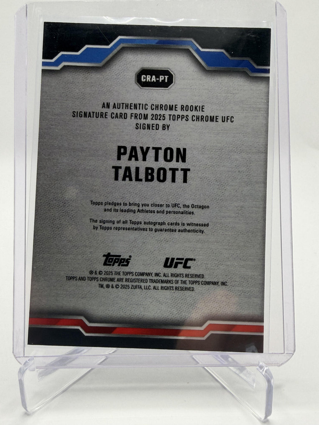 2025 Topps Chrome UFC #CRA-PT Payton Talbott Chrome Rookie Autographs