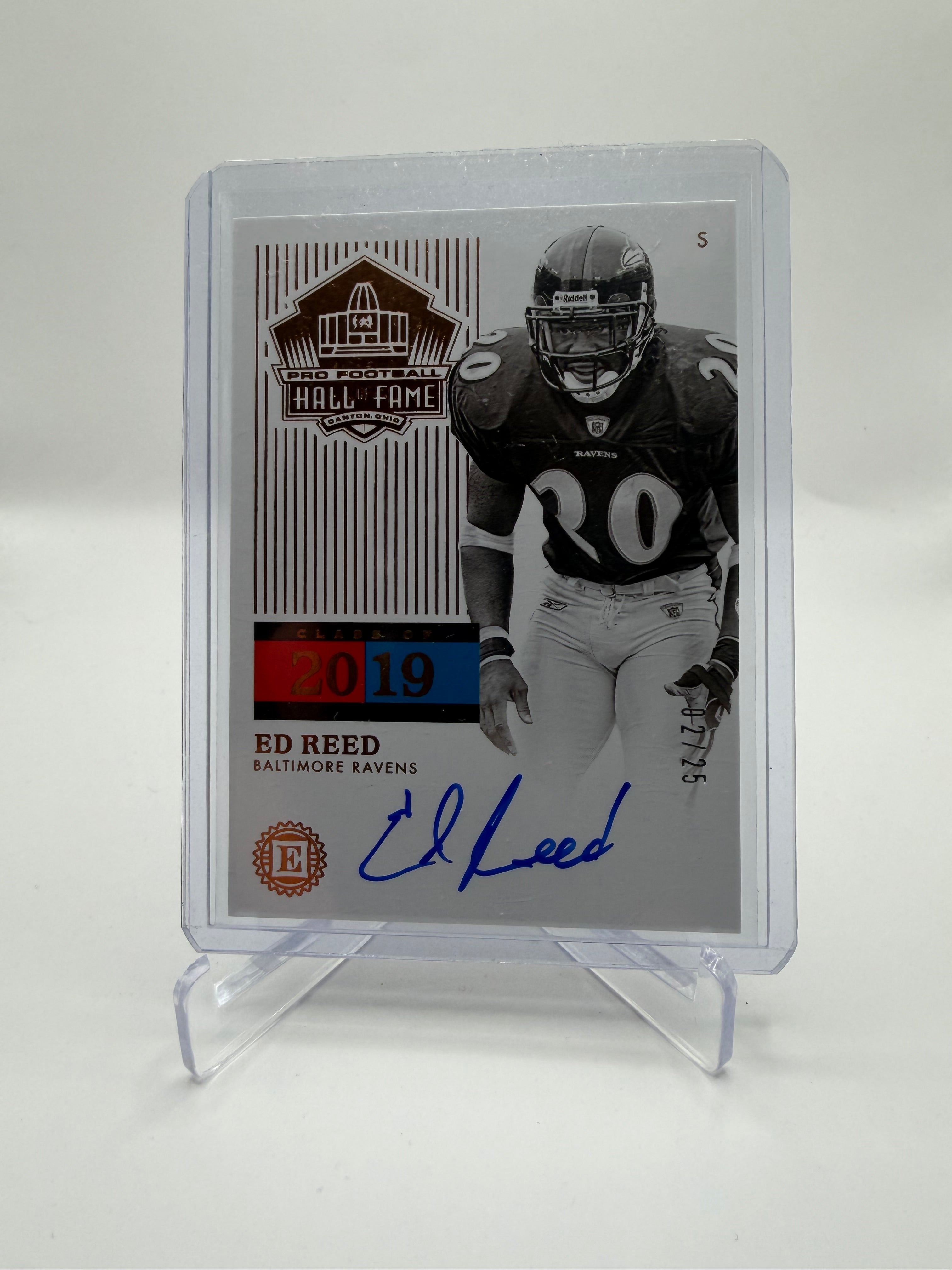 2020 Panini Encased Football Hall of Fame Signatures Sapphire Ed Reed Autograph /25