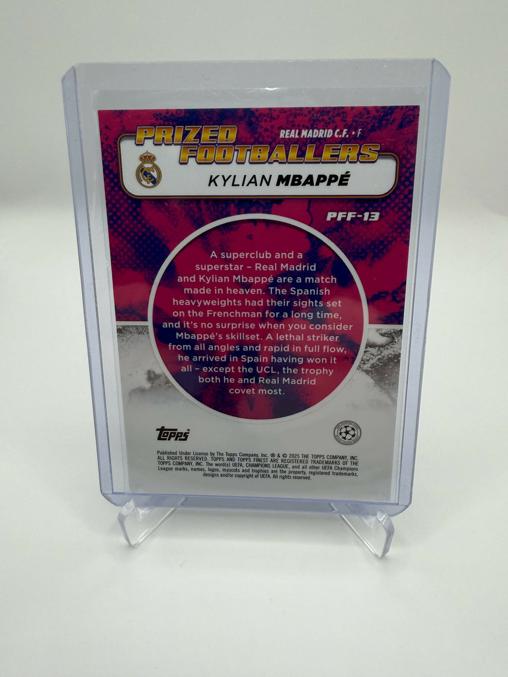 2025 Topps Finest UCC Kylian Mbappe Prized Footballers Red/Green Fusion