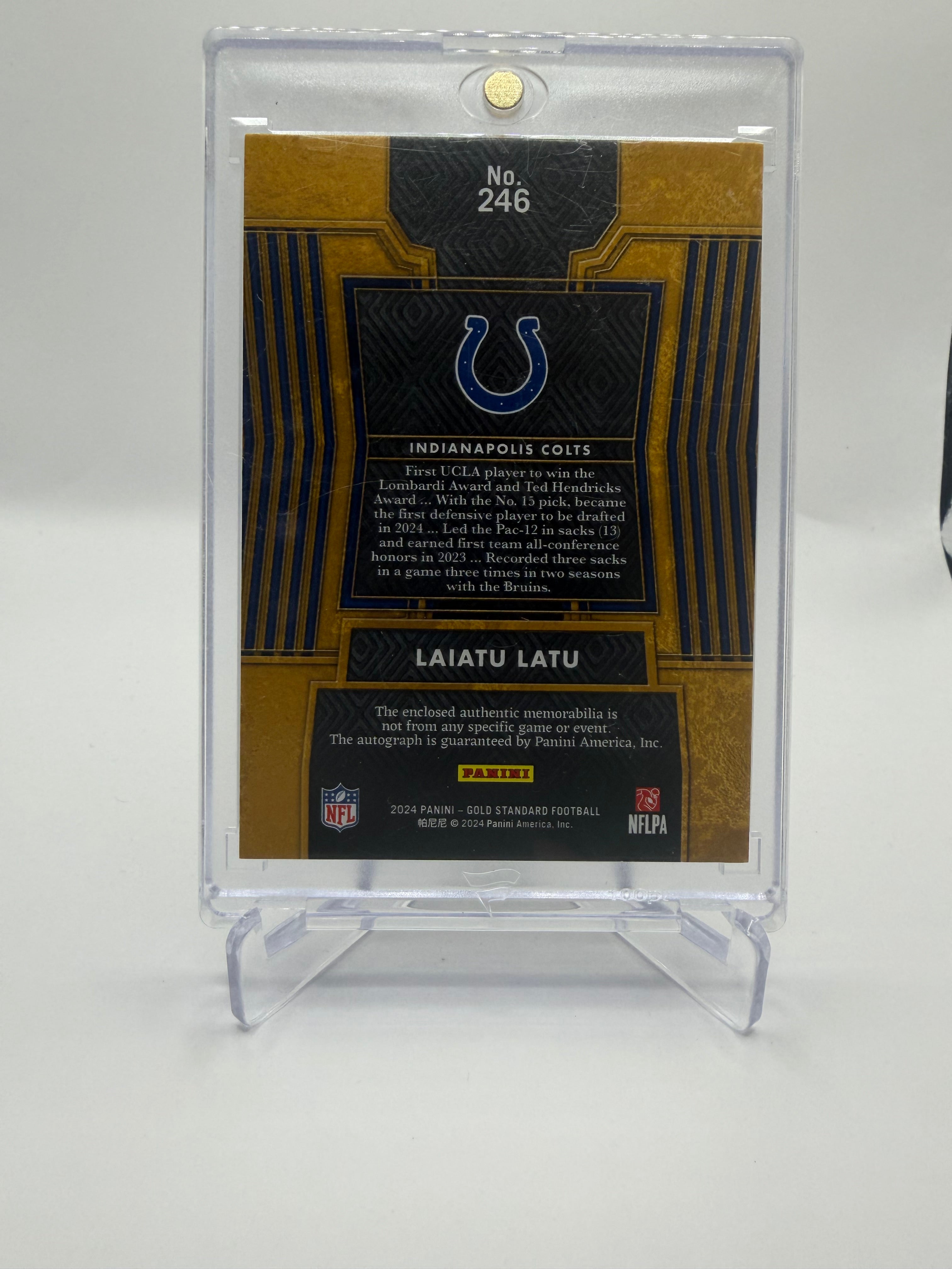 2024 Panini Gold Standard Football Laiatu Latu Rookie Jersey Autographs RPA #246 /75