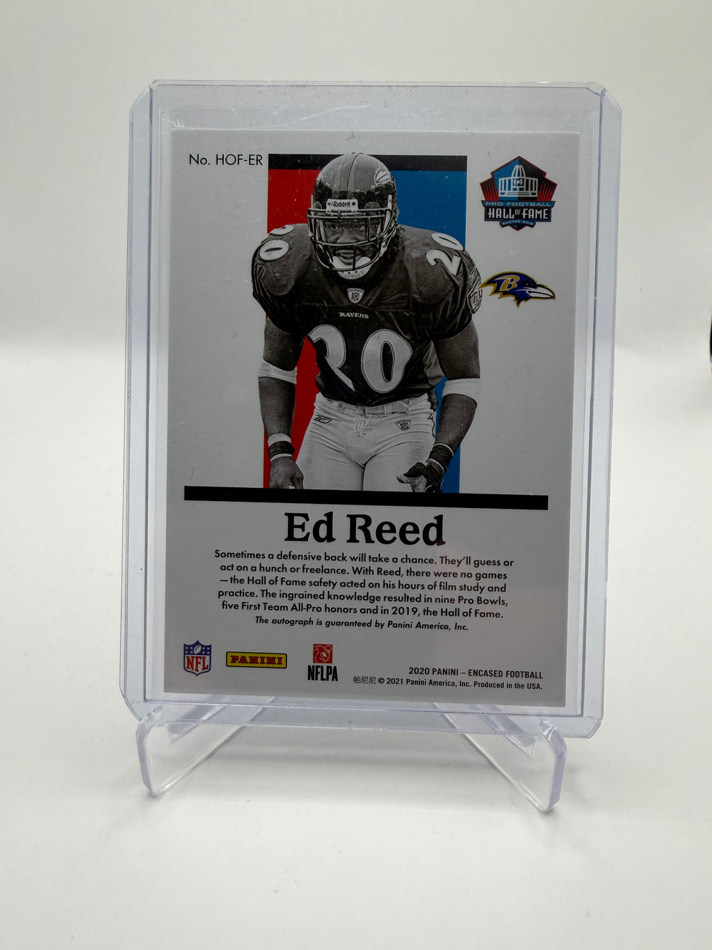 2020 Panini Encased Football Hall of Fame Signatures Sapphire Ed Reed Autograph /25