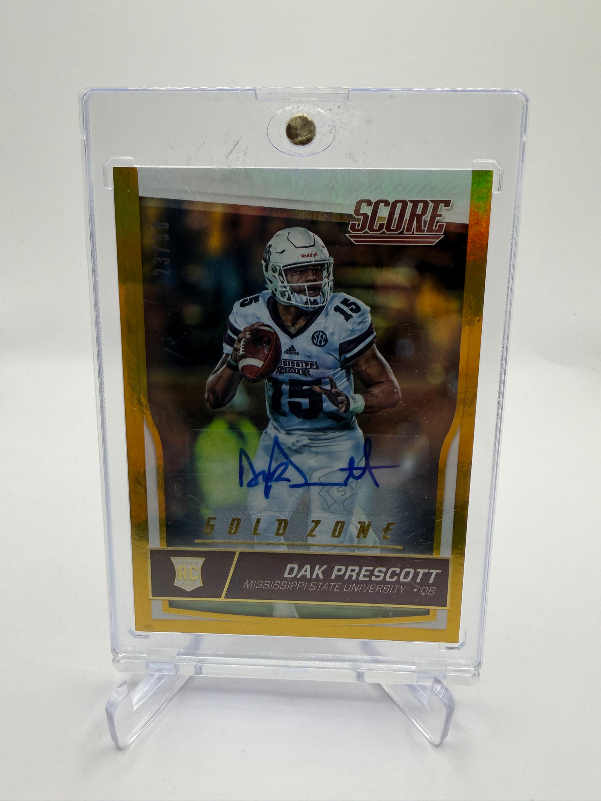 2016 Panini Score Football Dak Prescott Rookie Signatures Gold Zone #337 Auto /50
