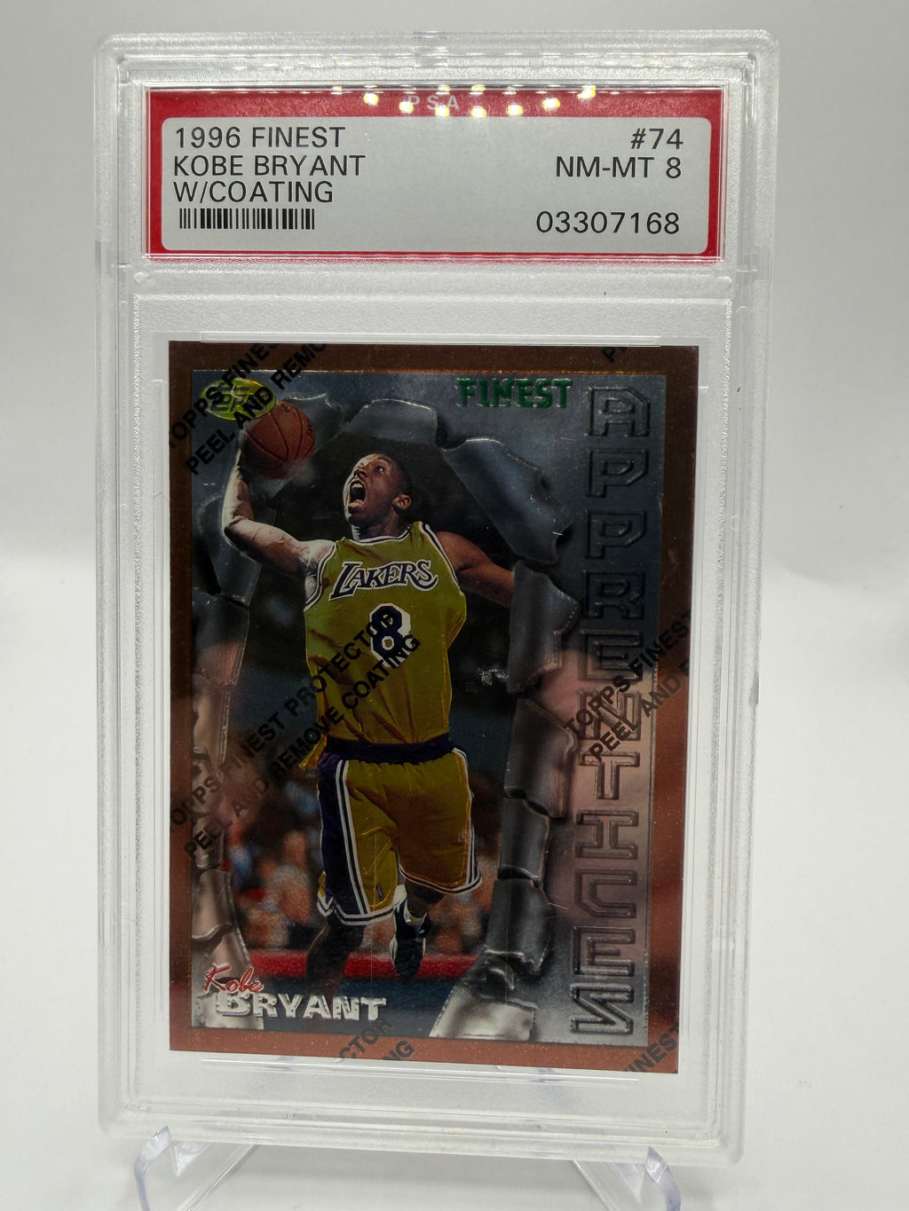 1996-97 Topps Finest Kobe Bryant Rookie Apprentices With Coating #74 PSA 8