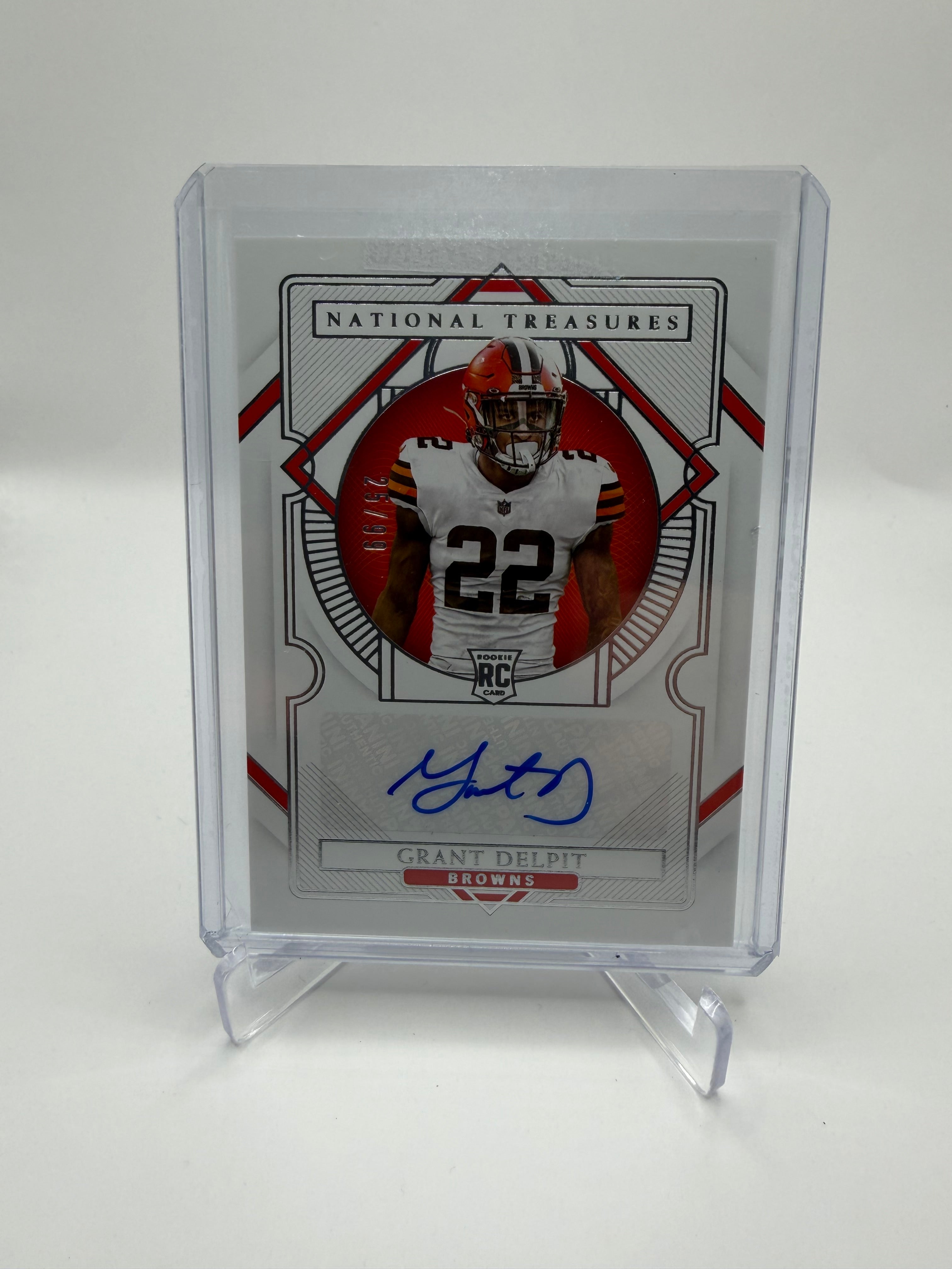 2020 Panini National Treasures Football Grant Delpit Rookie Autograph Silver /99
