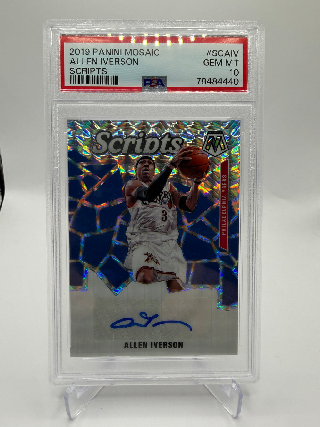 2019-20 Panini Mosaic Basketball Allen Iverson Scripts Autograph #SC-AIV PSA 10