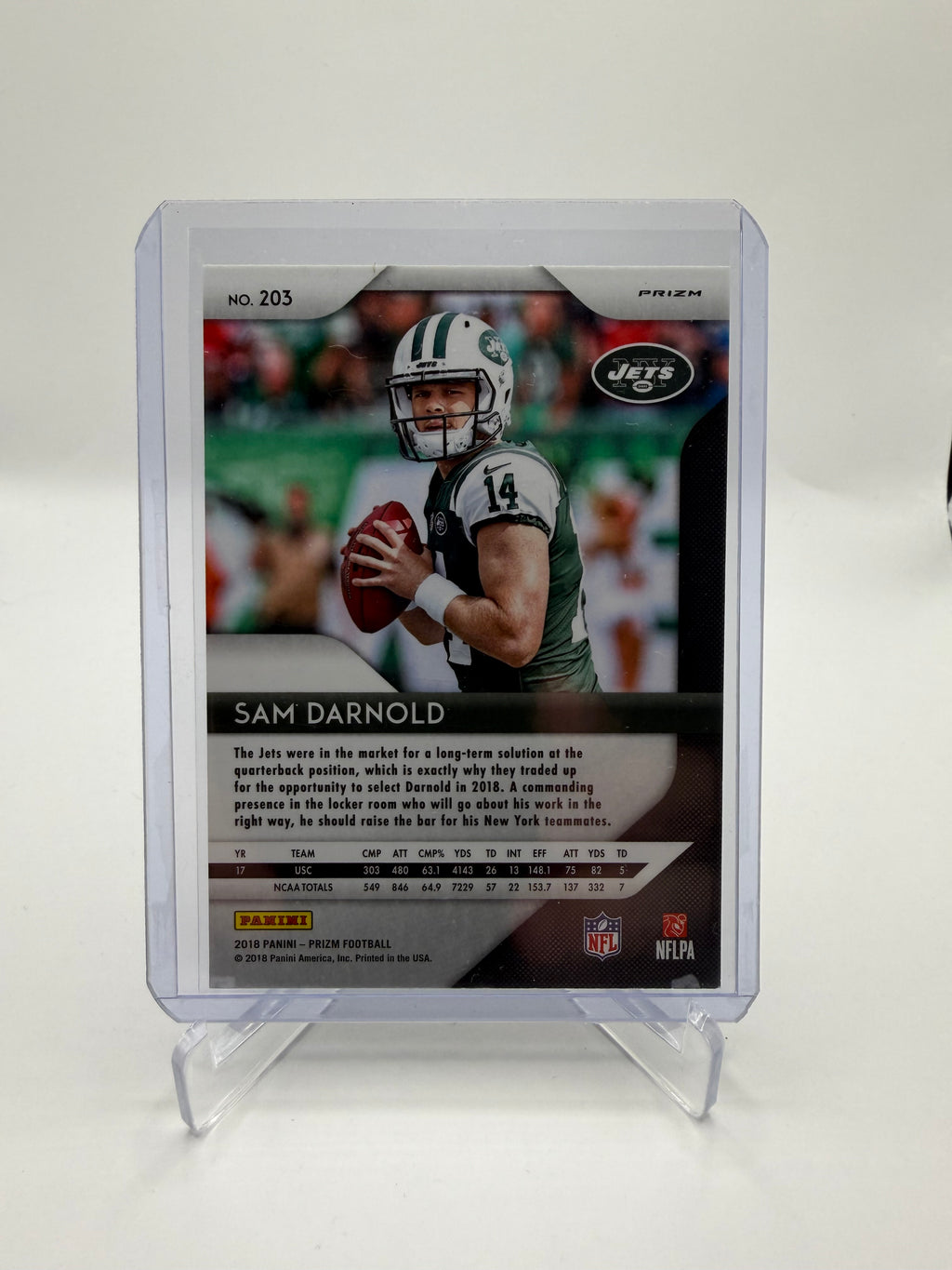 2018 Panini Prizm Football Sam Darnold Red White Blue Prizm Rookie Card #203