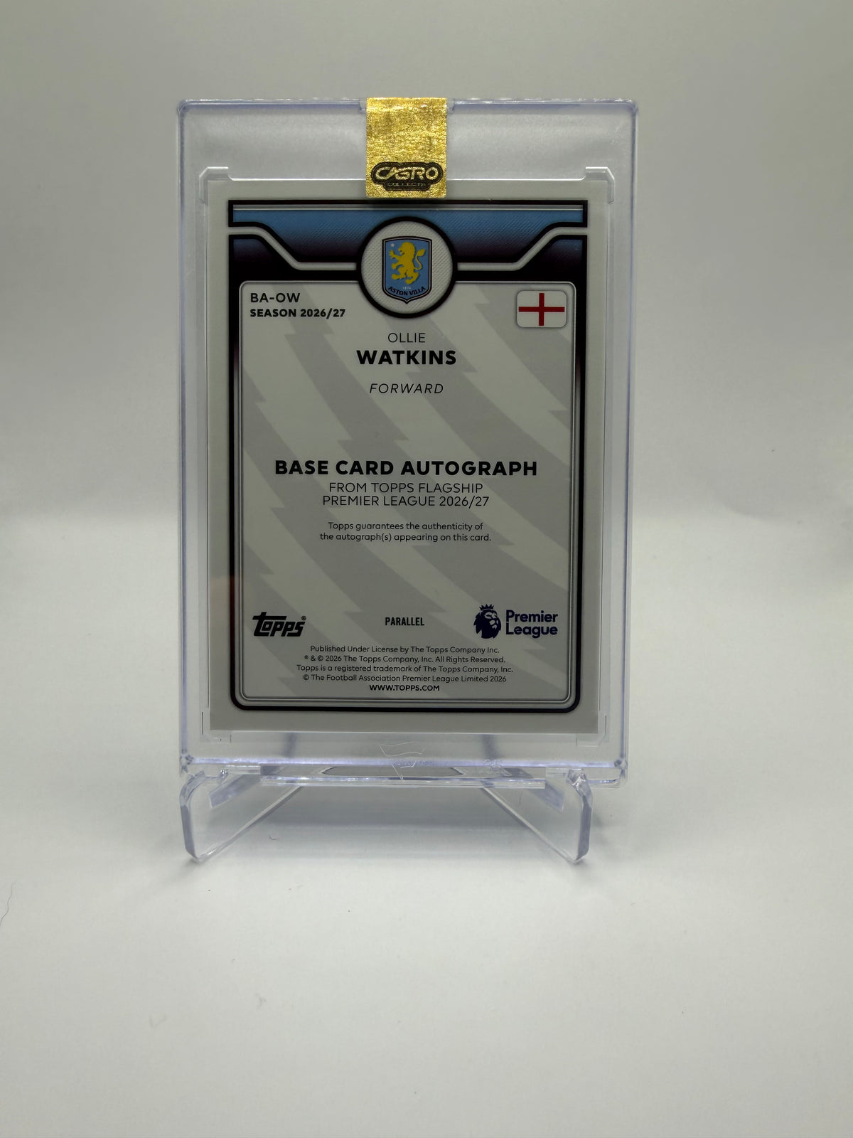 2026-27 Topps Flagship Premier League Ollie Watkins Superfractor 1/1 #BA-OW