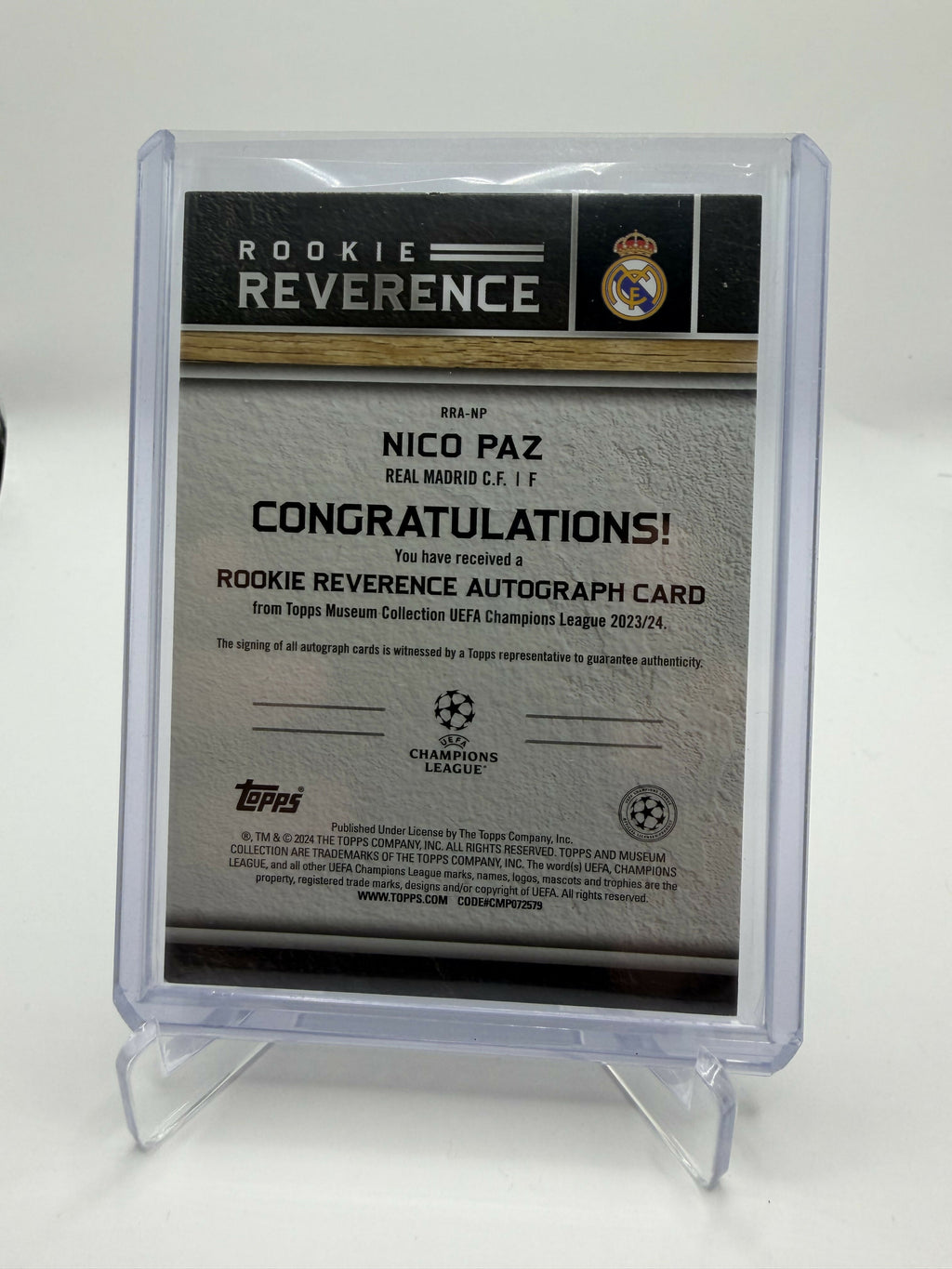 2023-2024 Topps Museum Nico Paz Rookie Reverence Auto /299
