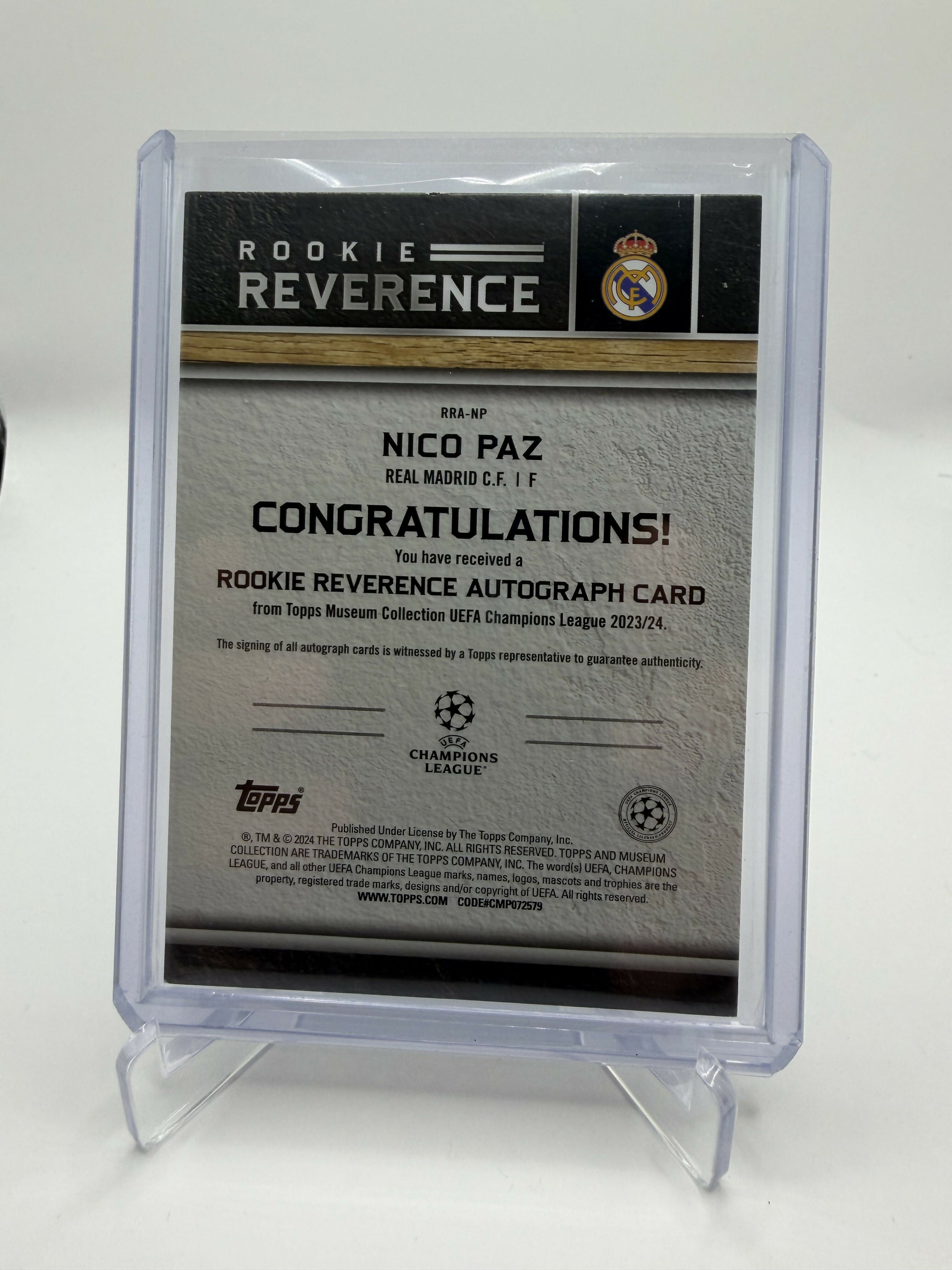 2023-2024 Topps Museum Nico Paz Rookie Reverence Auto /299