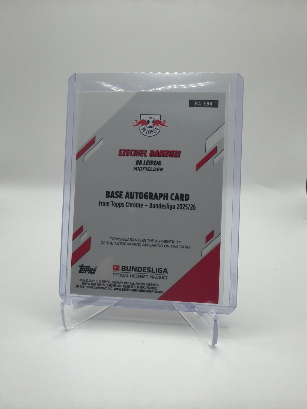 2025-26 Topps Chrome Bundesliga Ezechiel Banzuzi Rookie Autograph Red Wave  #BA-EBA /5