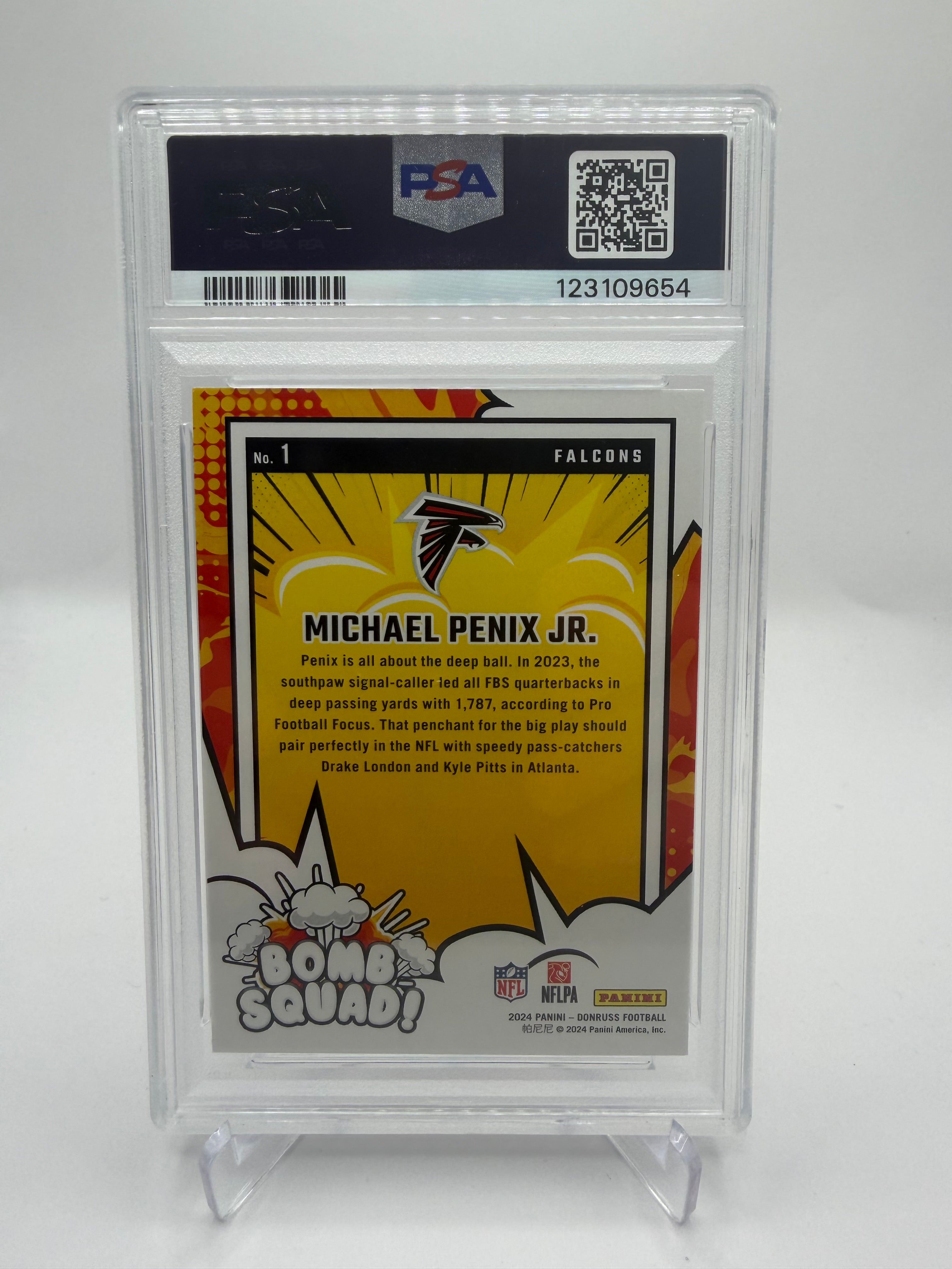 2024 Donruss Football Bomb Squad Michael Penix Jr. #1 PSA 10