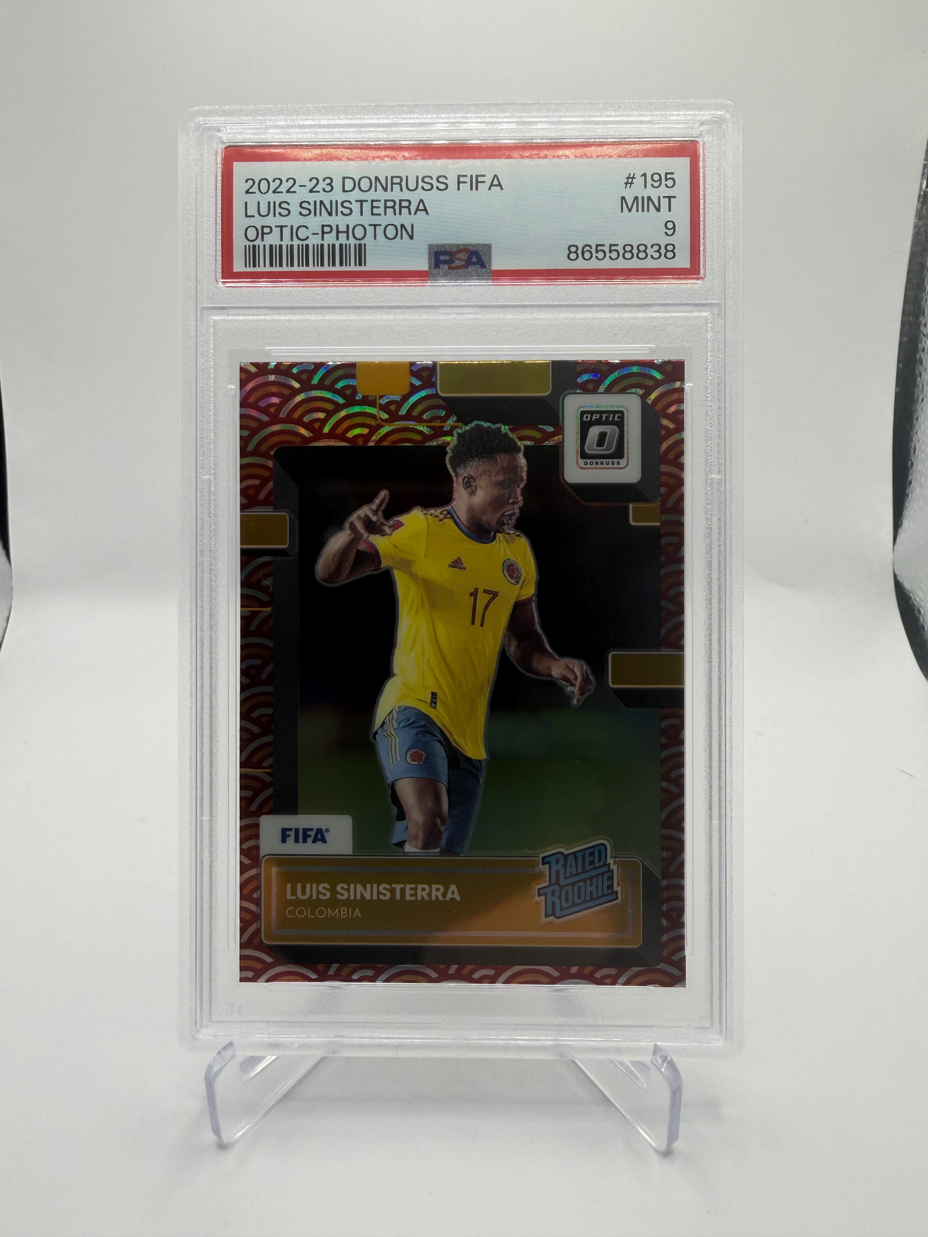 2022-23 Panini Donruss FIFA Luis Sinisterra Rated Rookie #195 Optic Photon Parallel PSA 9