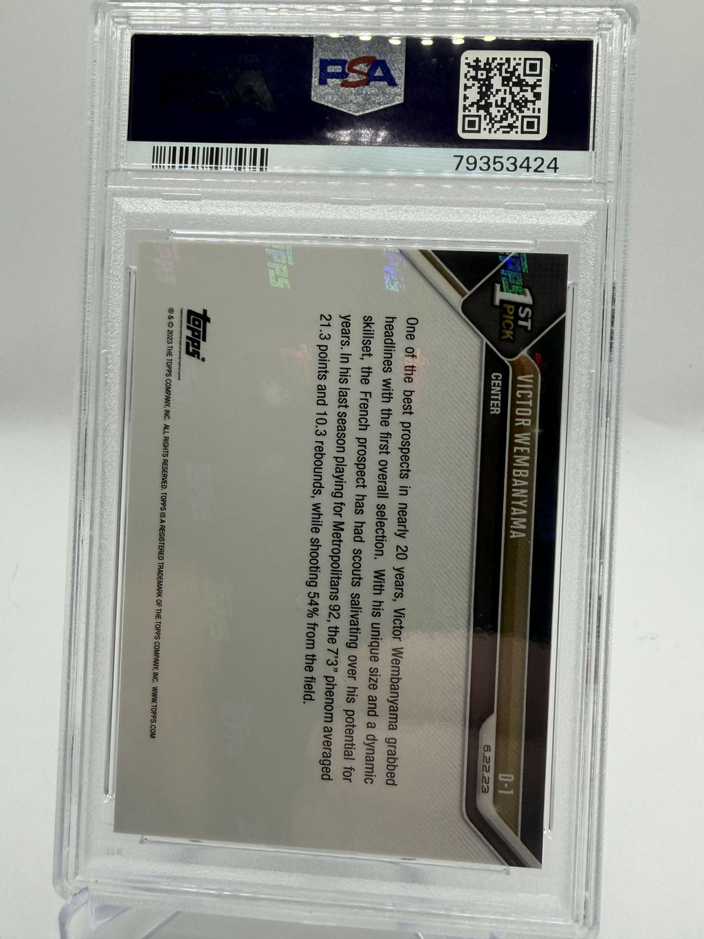 2023 Topps Now Victor Wembanyama Draft Psa 10