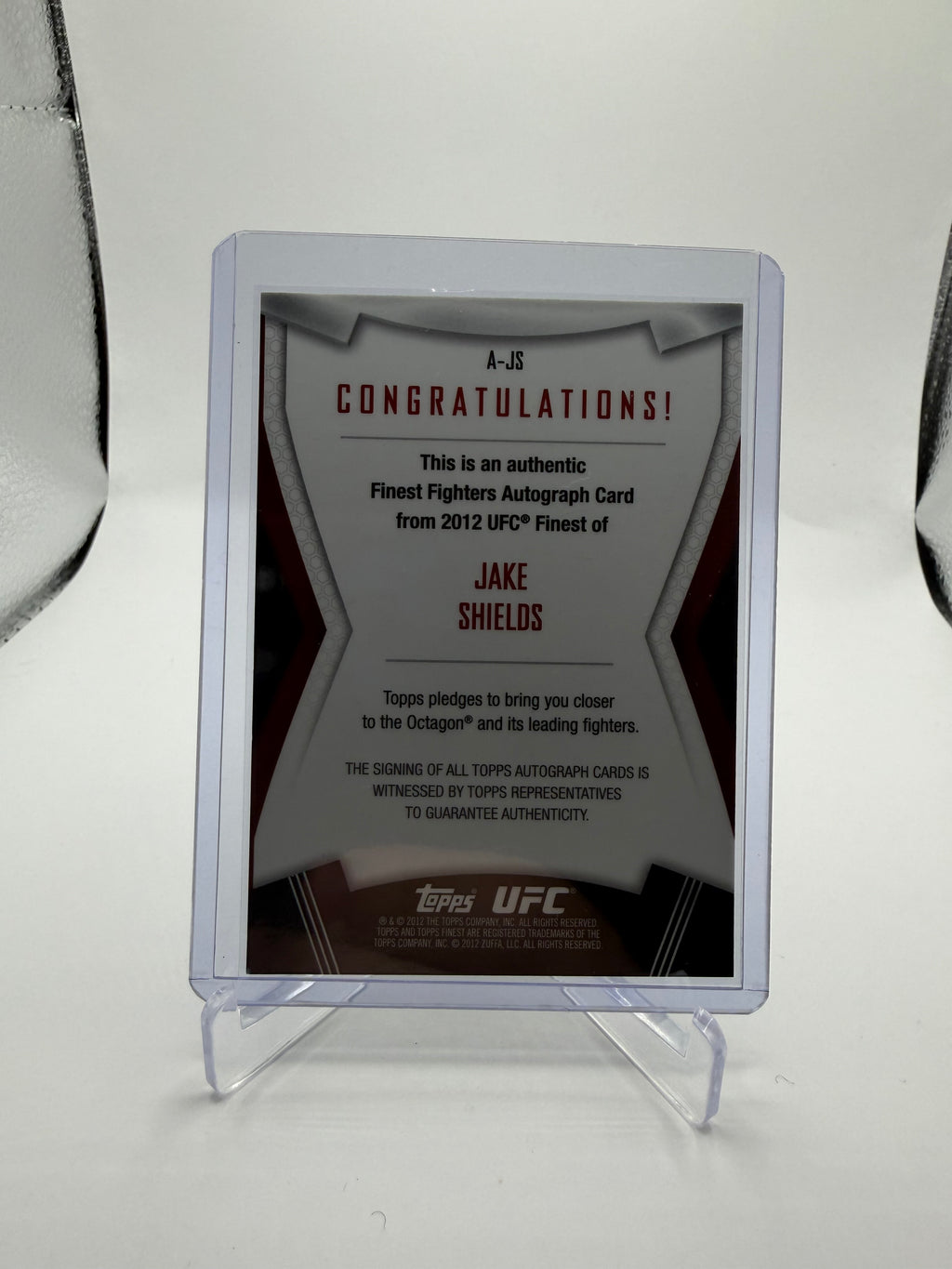 2012 Topps UFC Finest Jake Shields Finest Fighters Autograph #A-JS