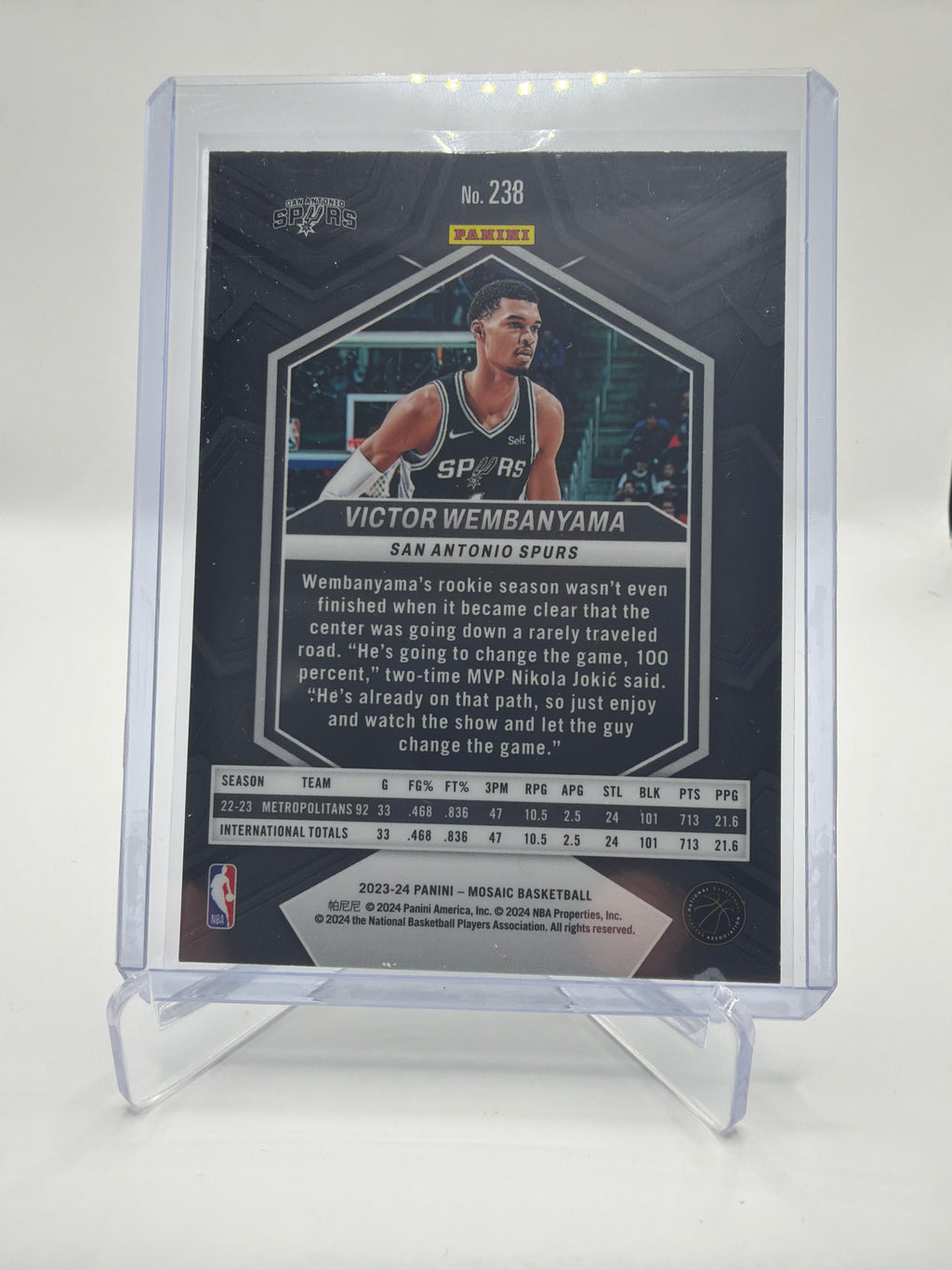 2023-24 Panini Mosaic Basketball Victor Wembanyama Rookie Card #238 Base