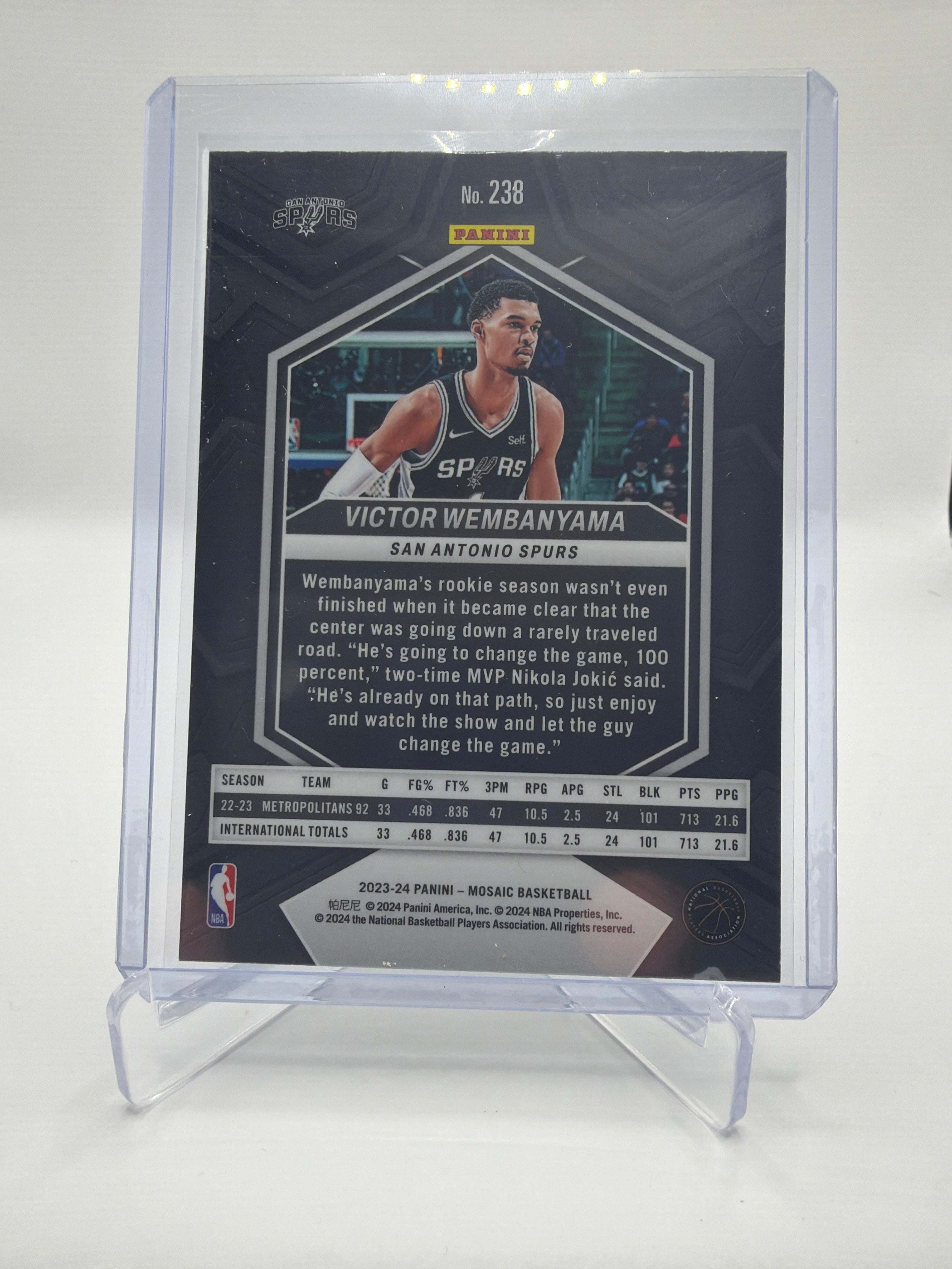 2023-24 Panini Mosaic Basketball Victor Wembanyama Rookie Card #238 Base