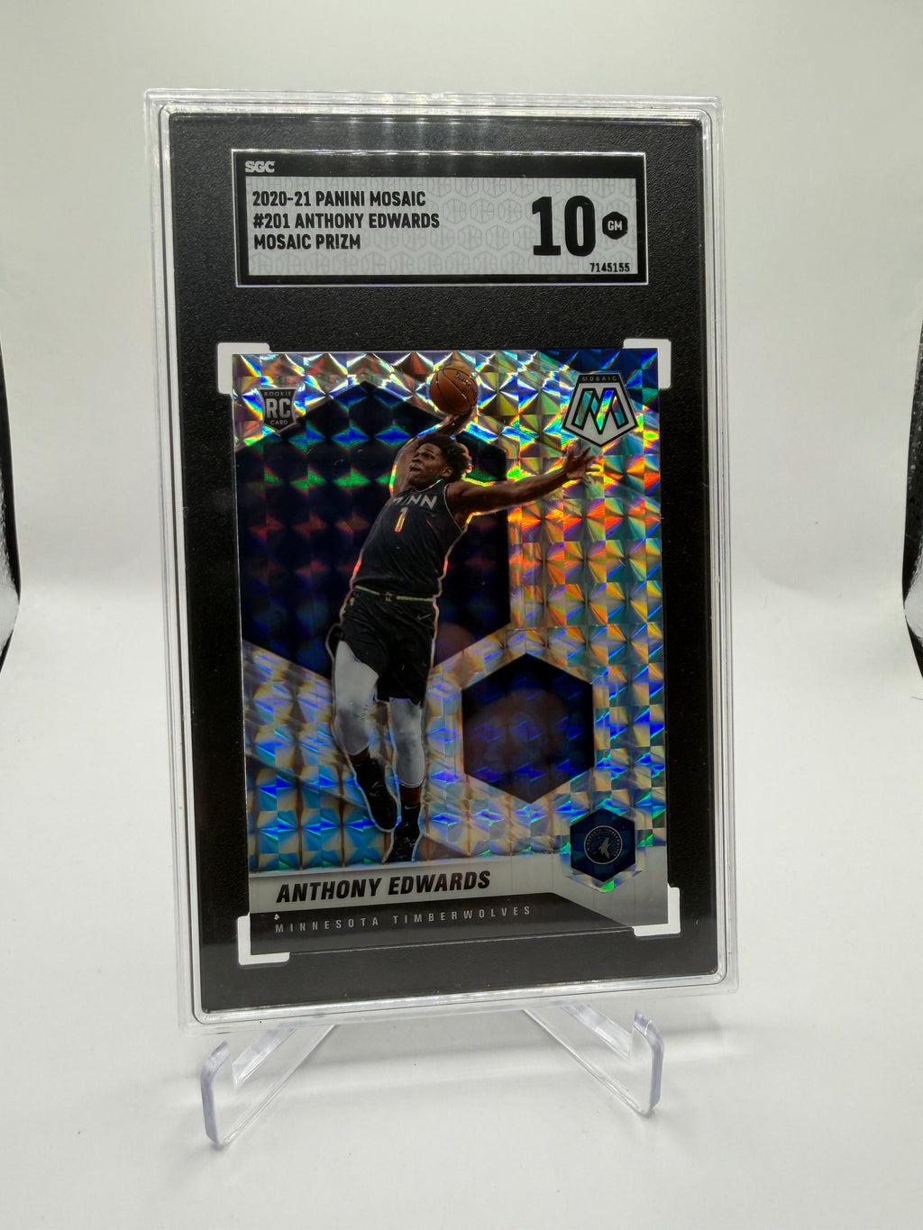 2020-21 Panini Mosaic Mosaic Prizm #201 Anthony Edwards Rookie SGC 10