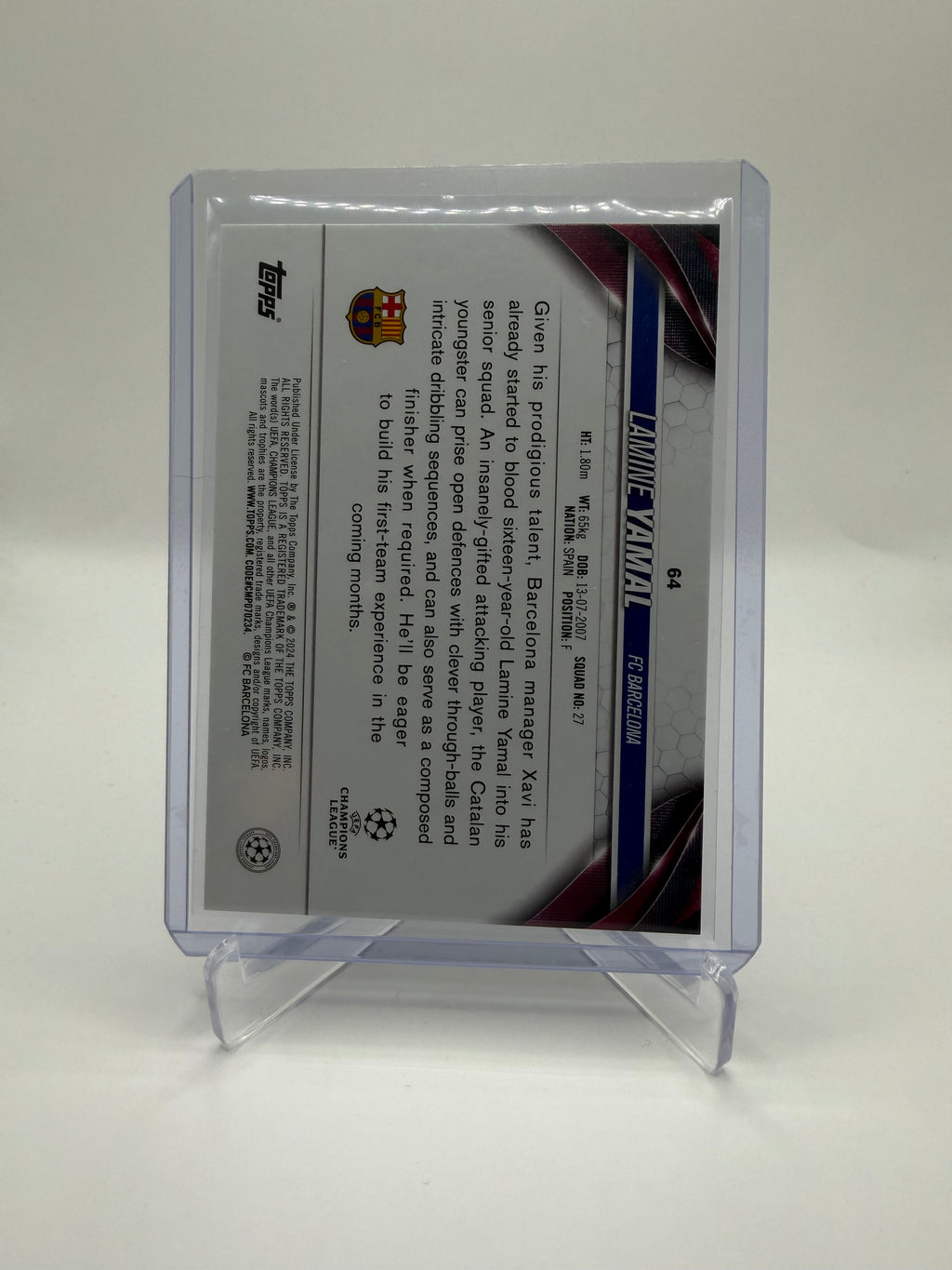 2023-24 Topps UEFA Club Competitions Lamine Yamal Rookie Card #64 - Base