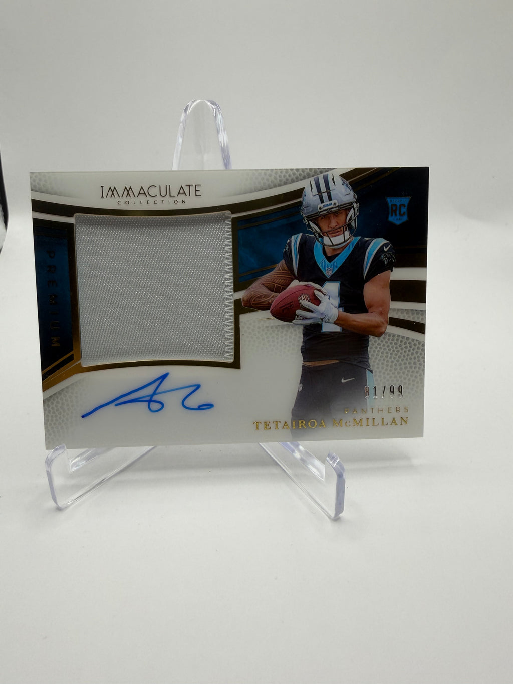 2025 Panini Immaculate Collection Football Premium Patch Rookie Autographs Tetairoa McMillan RC Auto Relic /99