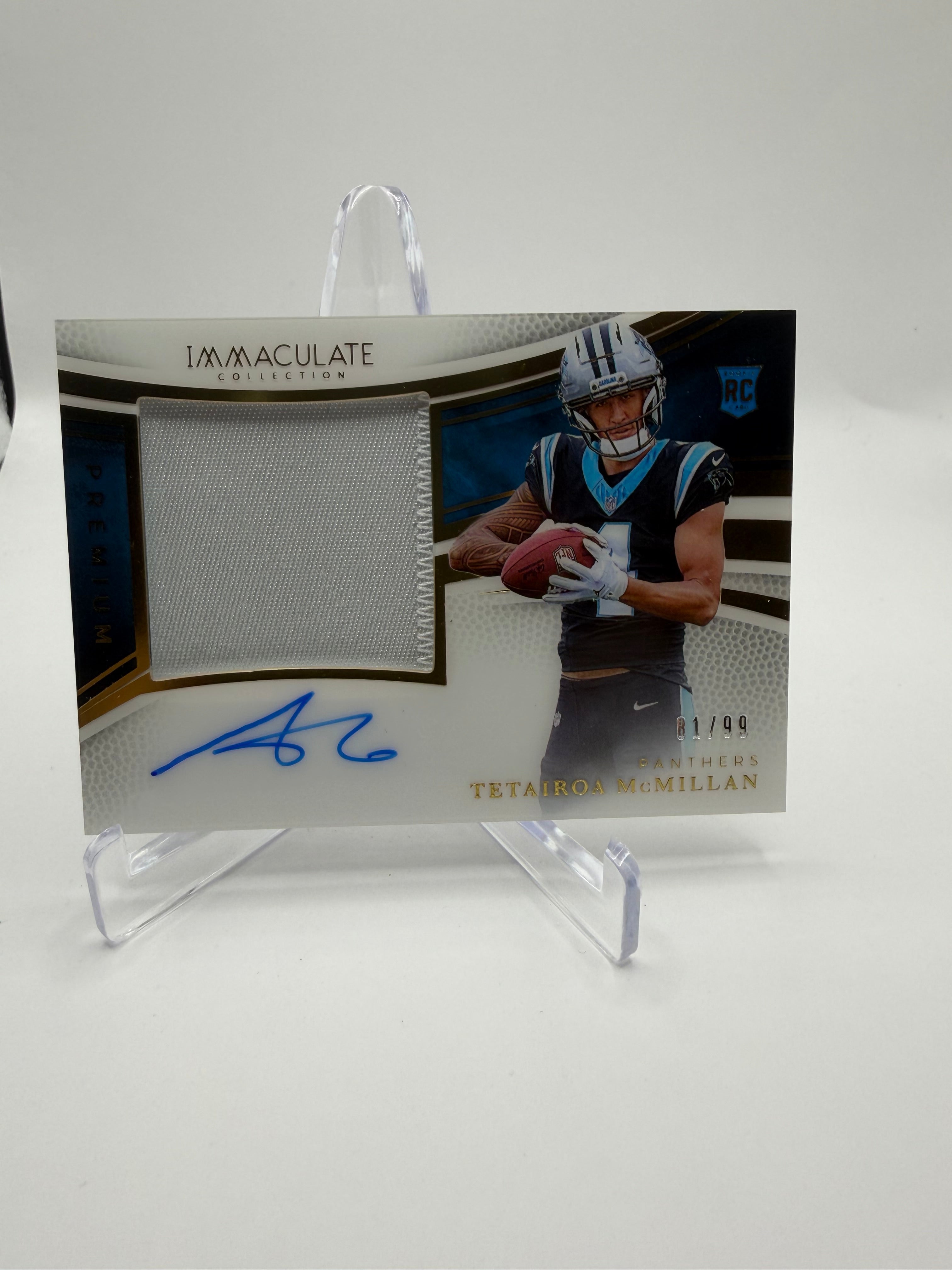 2025 Panini Immaculate Collection Football Premium Patch Rookie Autographs Tetairoa McMillan RC Auto Relic /99
