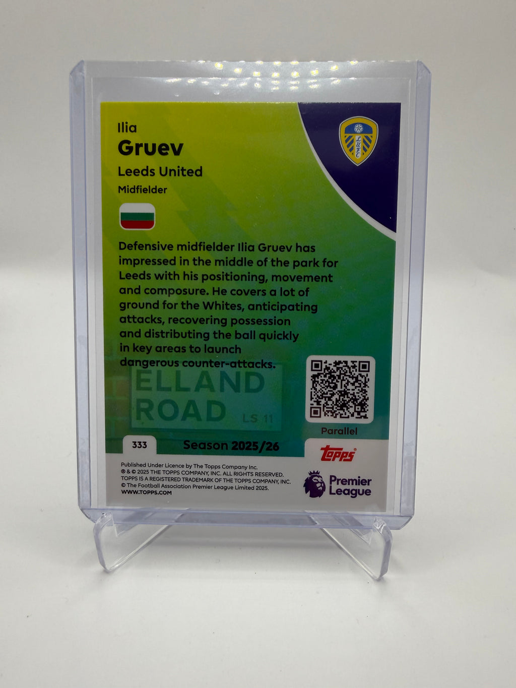 2025/26 Topps Premier League Ilia Gruev Leeds United Red Parallel /5 #333