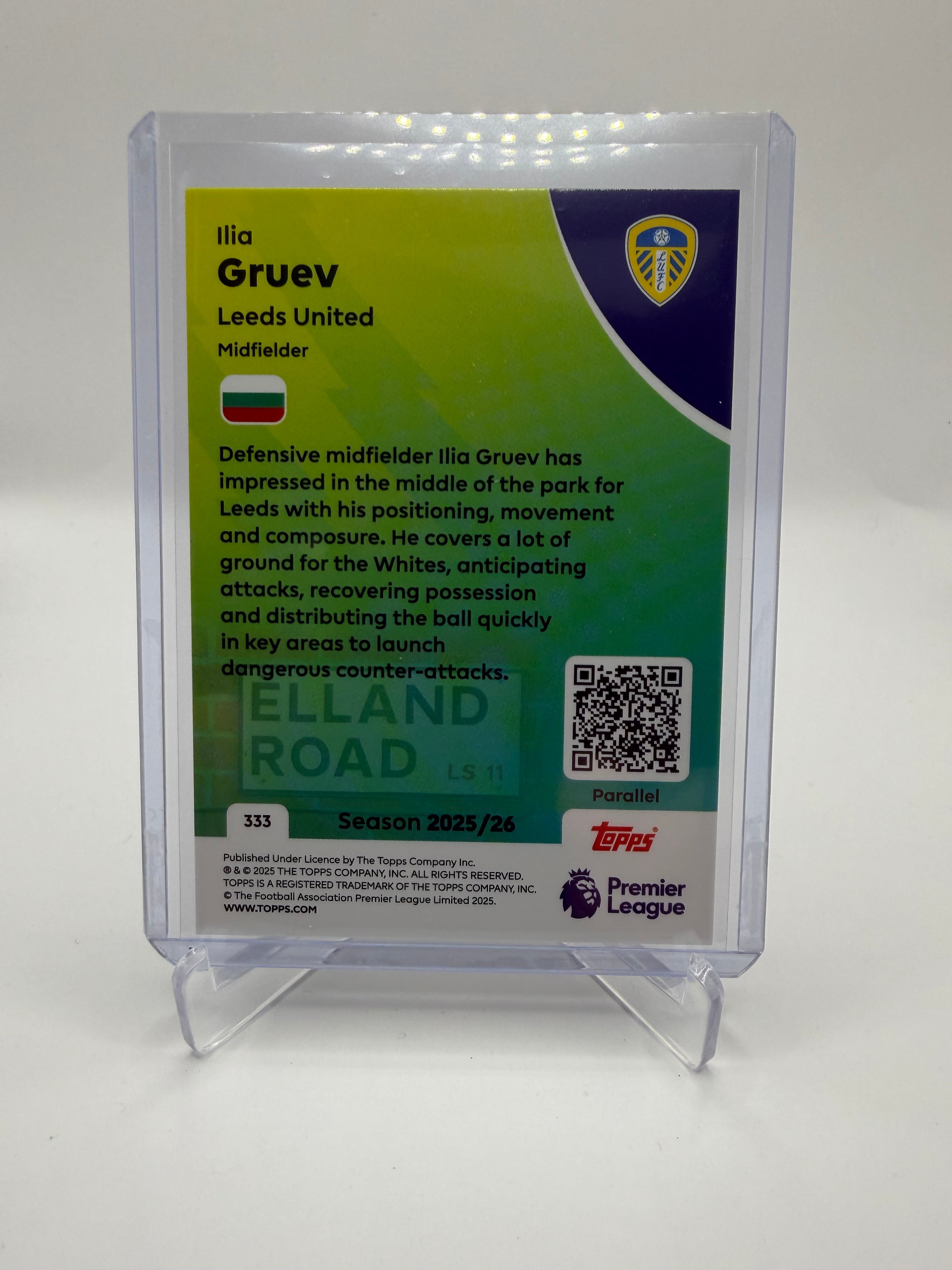 2025/26 Topps Premier League Ilia Gruev Leeds United Red Parallel /5 #333