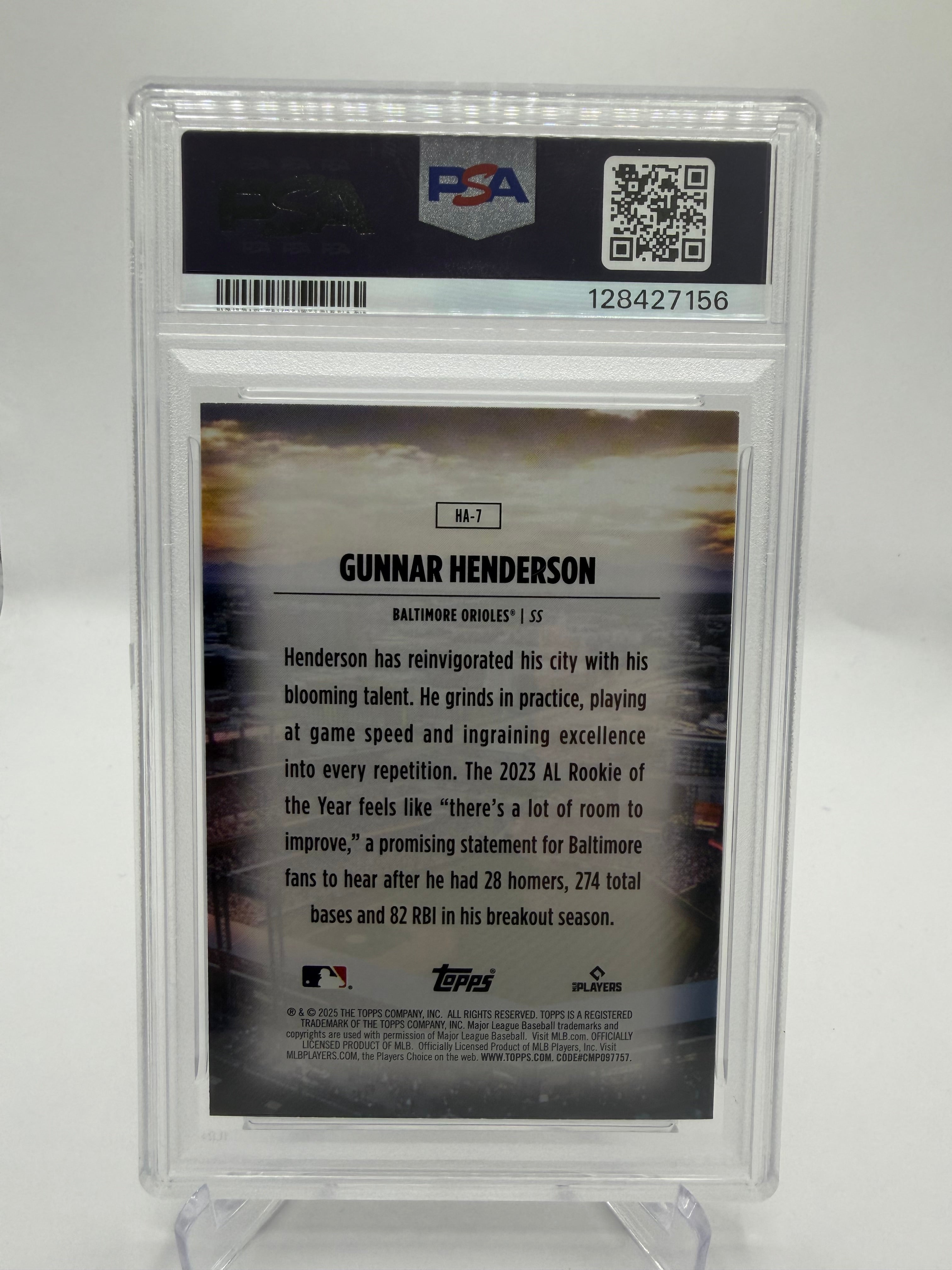 2025 Topps Home Field Advantage Gunnar Henderson #HA-7 PSA 8