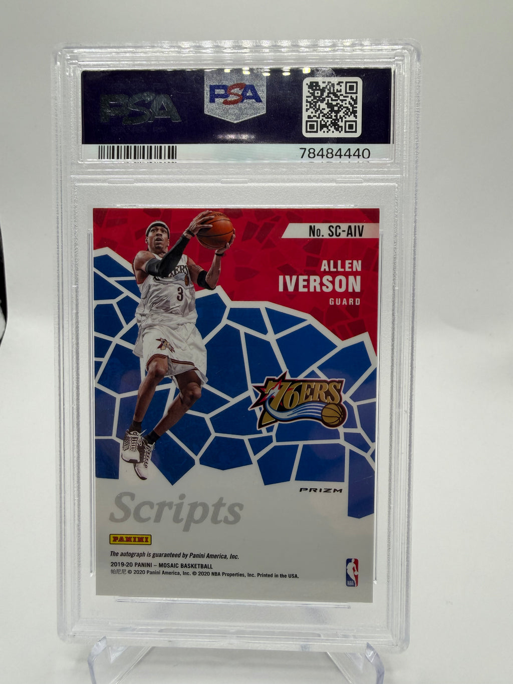 2019-20 Panini Mosaic Basketball Allen Iverson Scripts Autograph #SC-AIV PSA 10