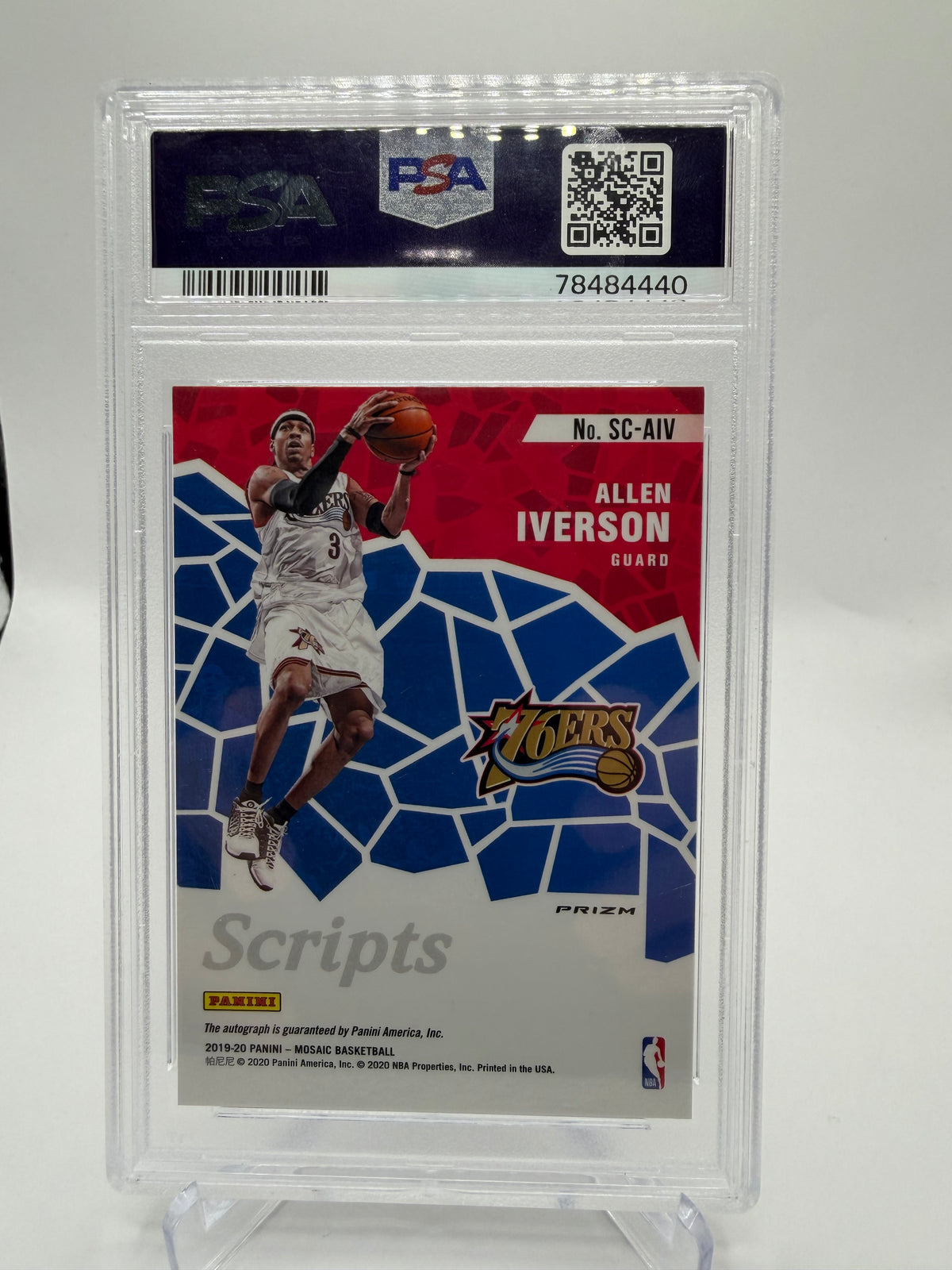 2019-20 Panini Mosaic Basketball Allen Iverson Scripts Autograph #SC-AIV PSA 10
