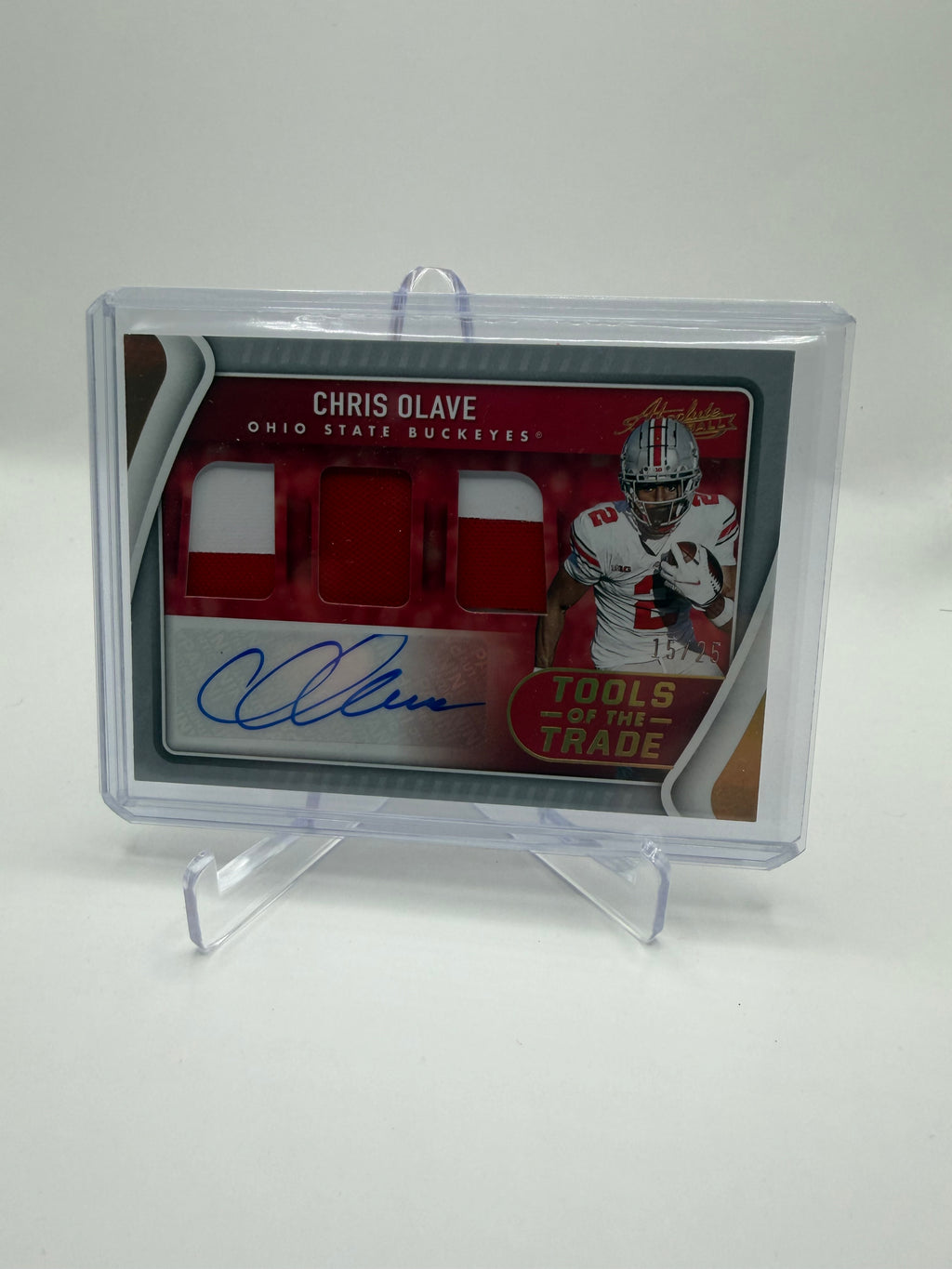 2022 Panini Chronicles Draft Picks Absolute Tools of the Trade Chris Olave Autograph Triple Relic /25 #TTT-COL