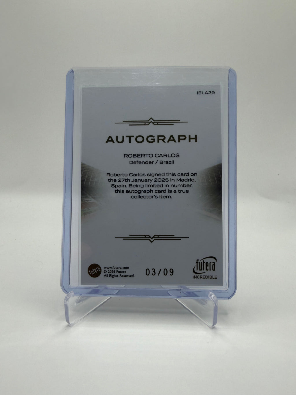 2026 Futera Incredible Roberto Carlos Elite Autograph #IELA29 03/09