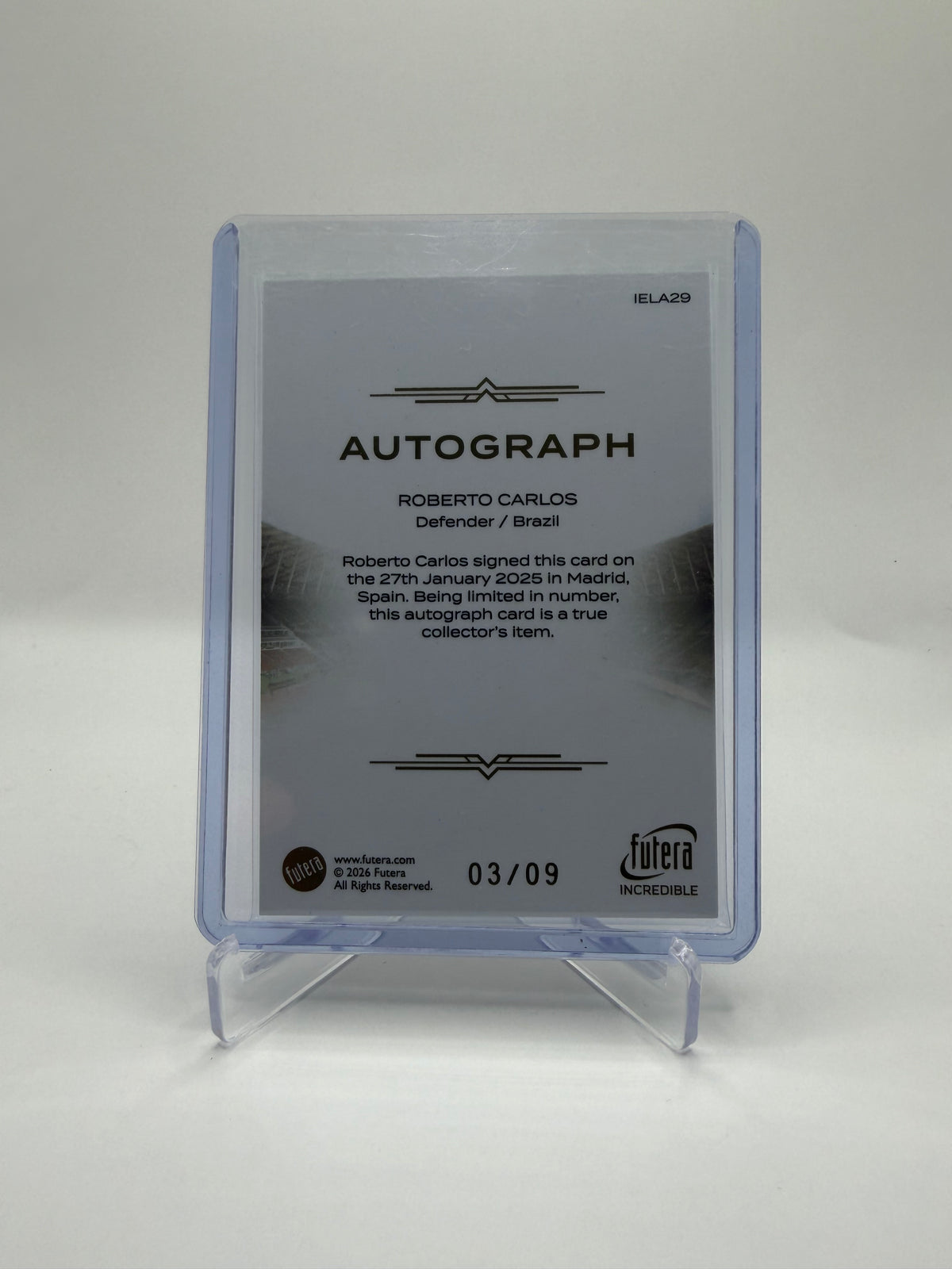 2026 Futera Incredible Roberto Carlos Elite Autograph #IELA29 03/09