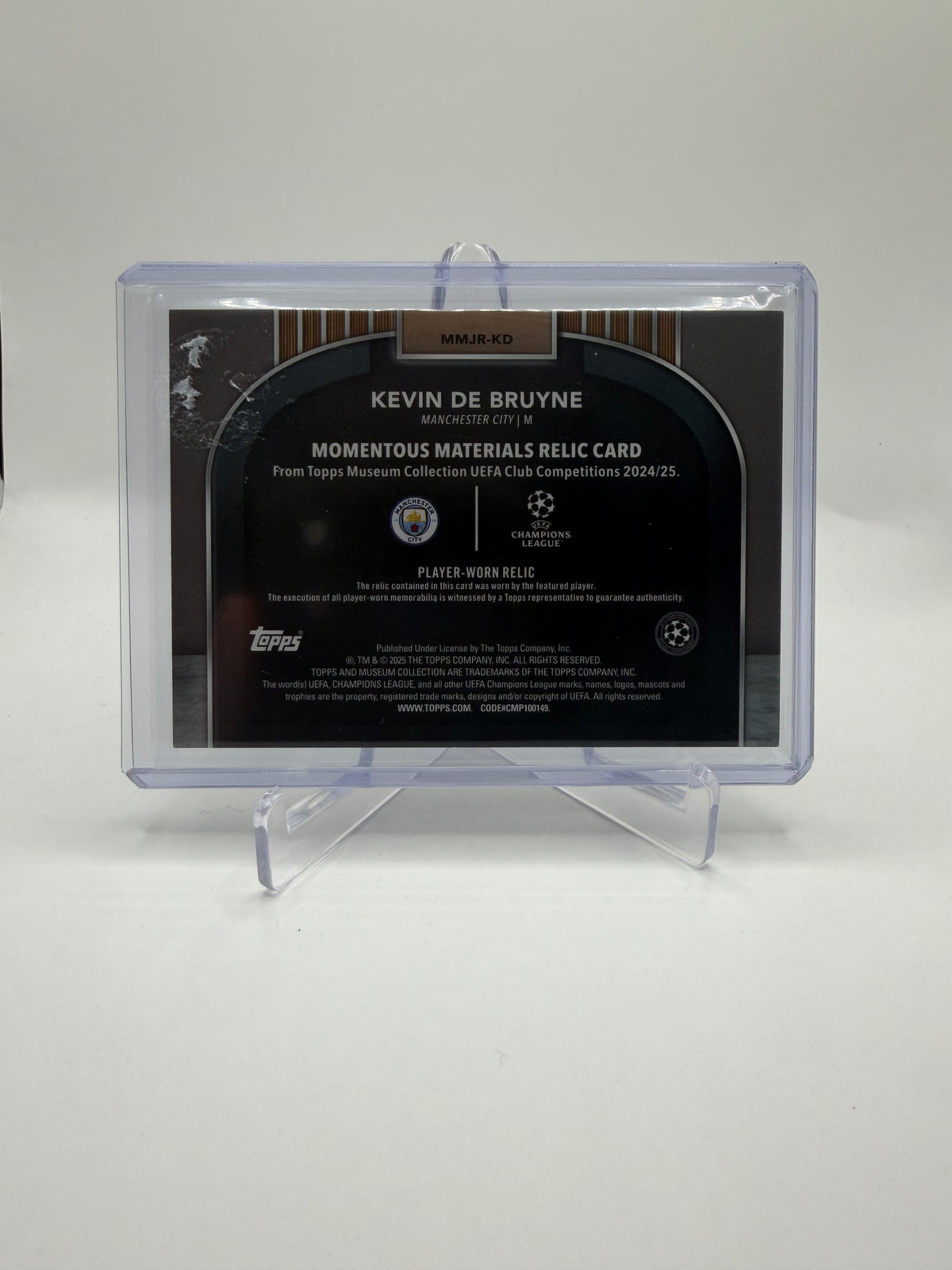 2024-25 Topps Museum Collection UEFA Club Competitions Kevin De Bruyne Momentous Materials Jumbo Relic Ruby Parallel /25 #MMJR-KD